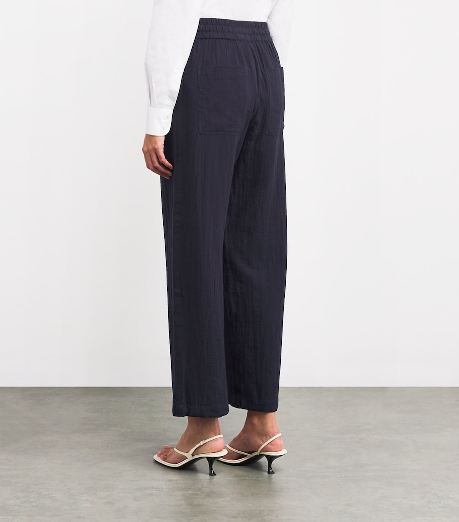 Cotton Drawstring Trousers NAVY Image 4