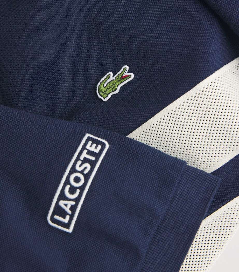Cotton Mesh-Insert Polo Shirt NAVY BLUE Image 5