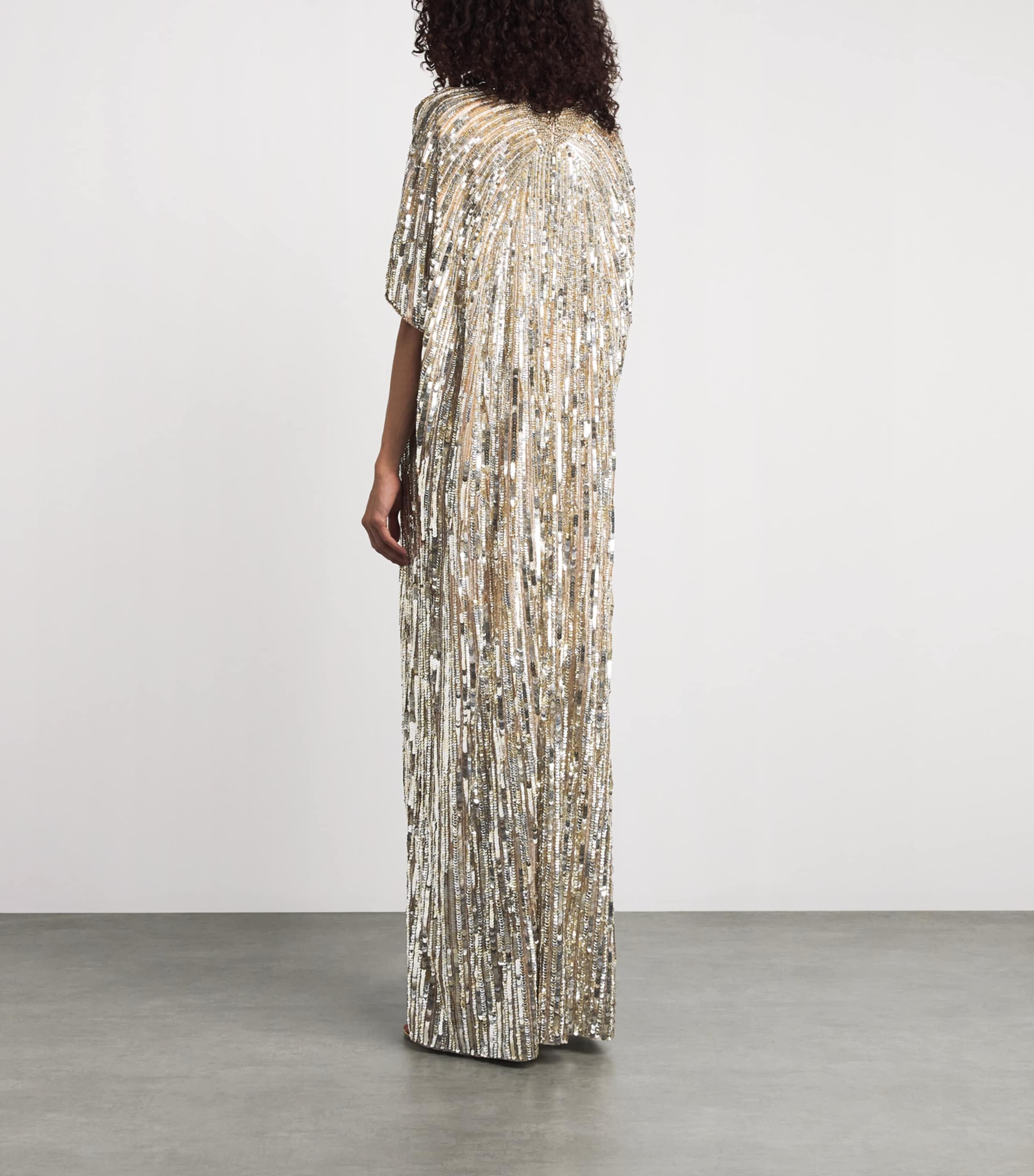 Jenny Packham Womens Embellished Desert Blossom Maxi Dress Illusion Image 4