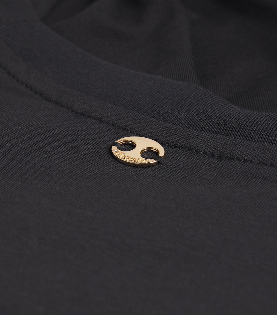 Jersey Ring-Gathered Crop Top P001 BLACK Image 5