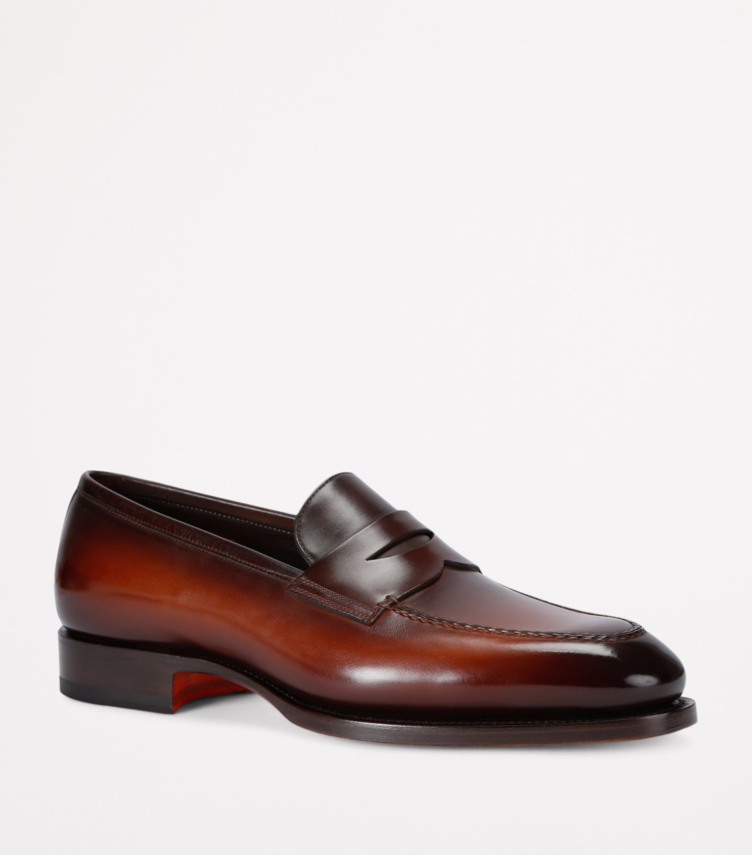 Santoni Leather Adrian Loafers Tan Image 3