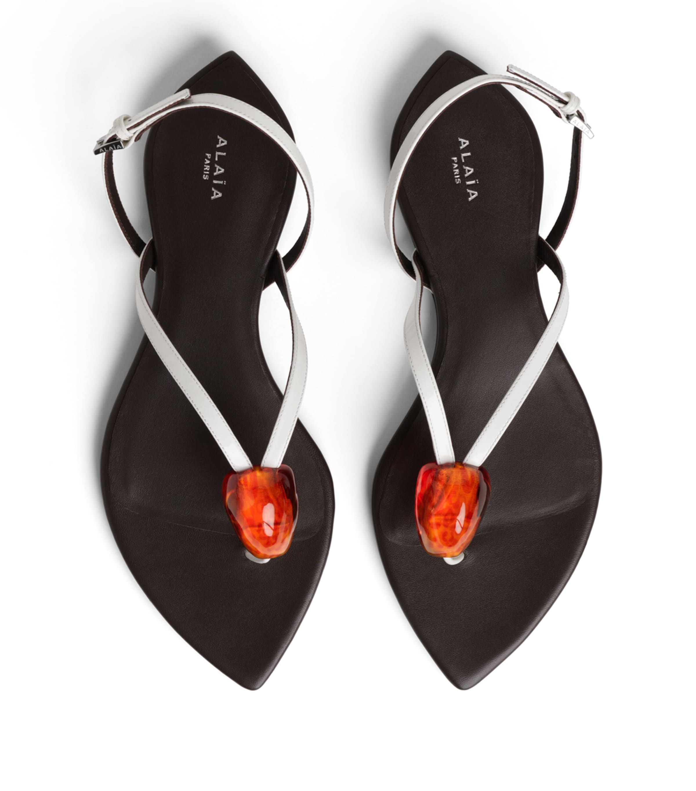 Alaïa Leather Invisible Jewel Sandals Optical White Image 2