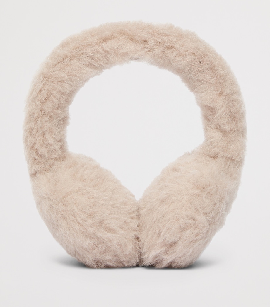 Max Mara Camel Wool-Silk Monogram Earmuffs Beige Image 2