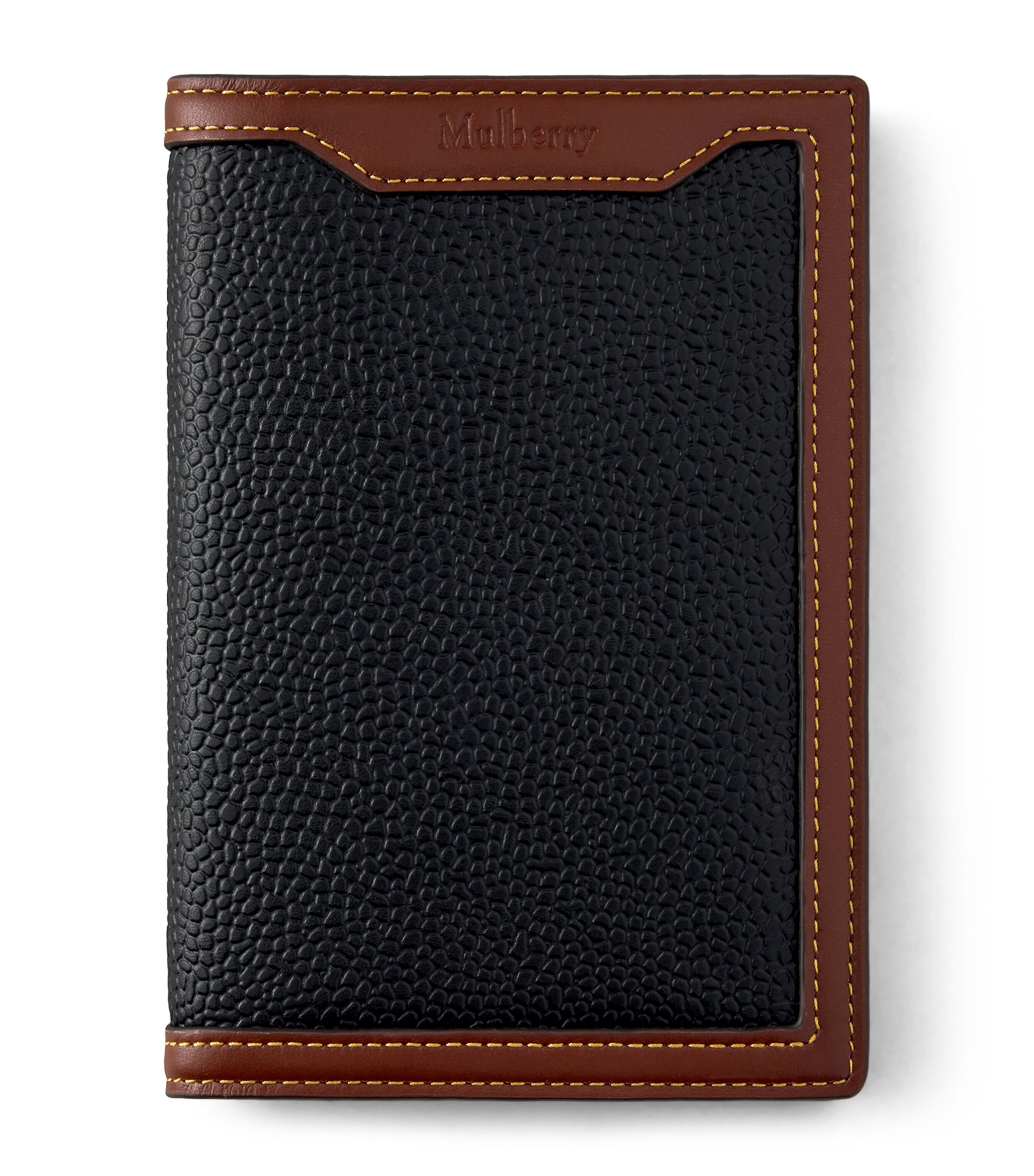 Mulberry Scotchgrain Passport Cover Black Cognac Image 1