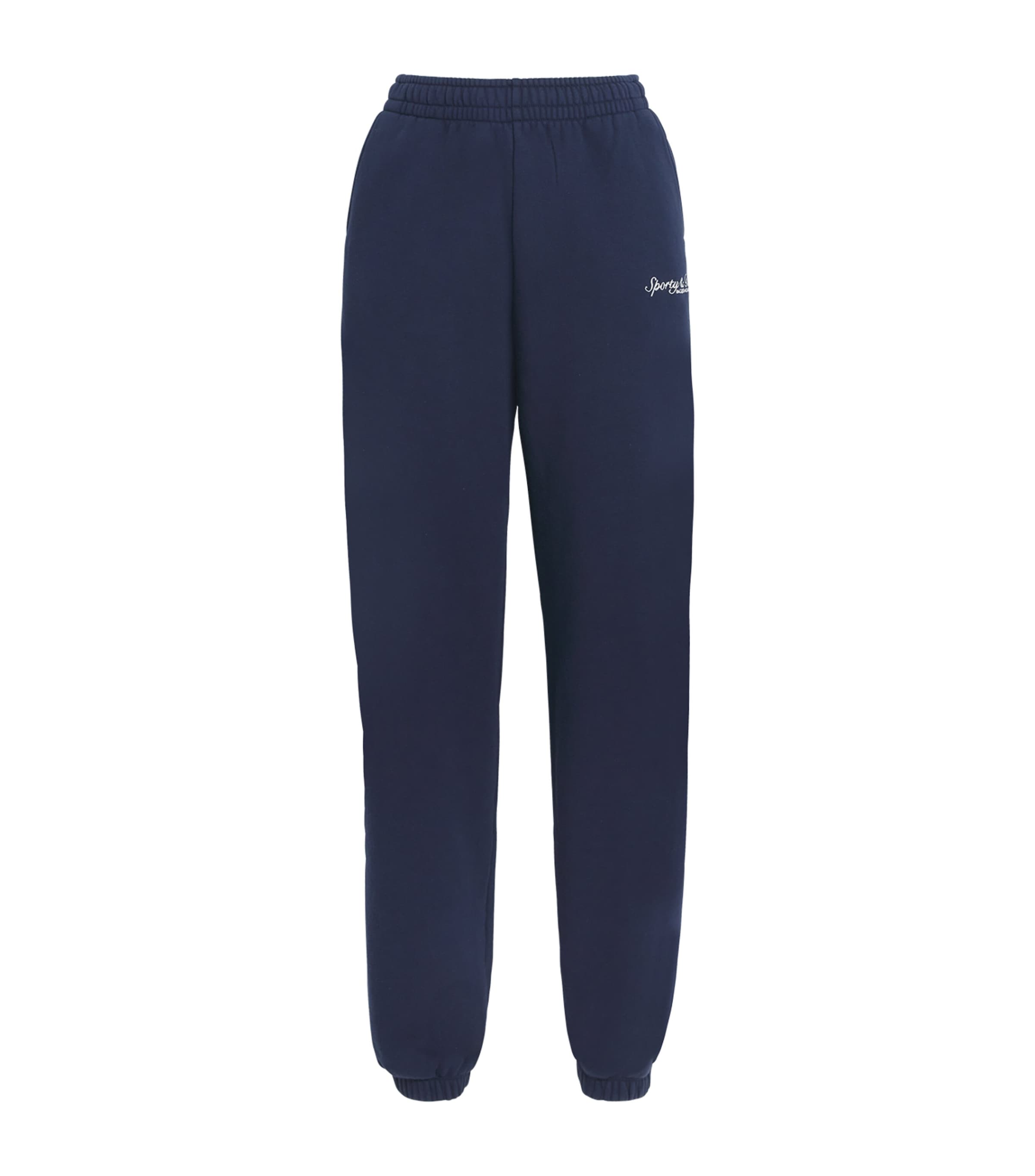 Sporty & Rich Womens Cotton Syracuse Sweatpants Dark Navy White Image 1