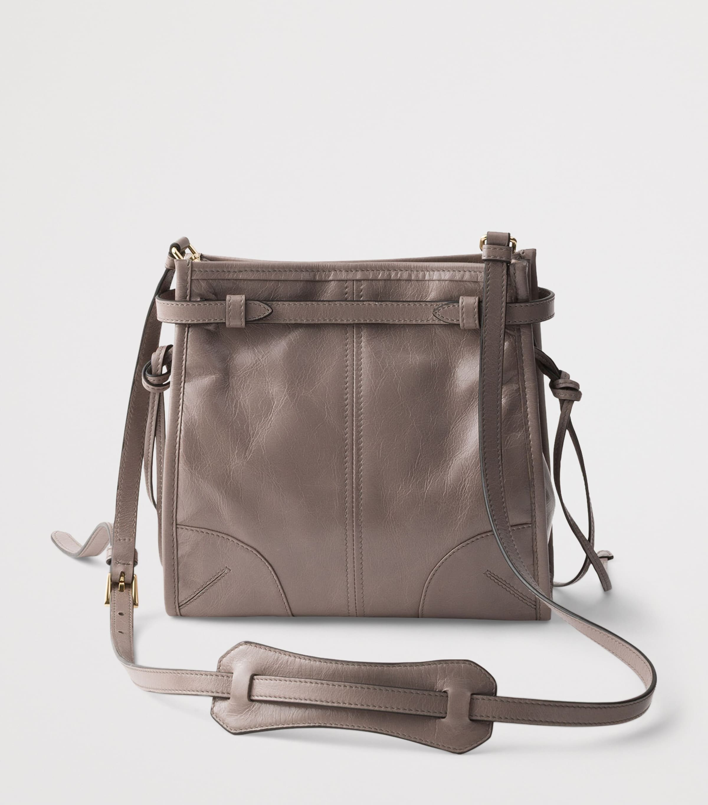 Prada Mini Leather Bonnie Shoulder Bag Grey Image 3