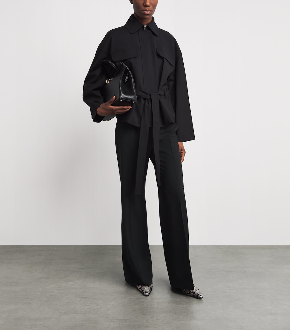 Stretch-Wool Flared Trousers 001 BLACK Image 2