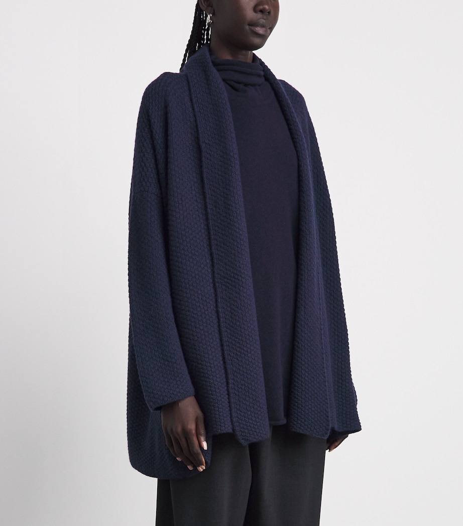 Eskandar Womens Cashmere Shawl Cardigan Navydark Image 4