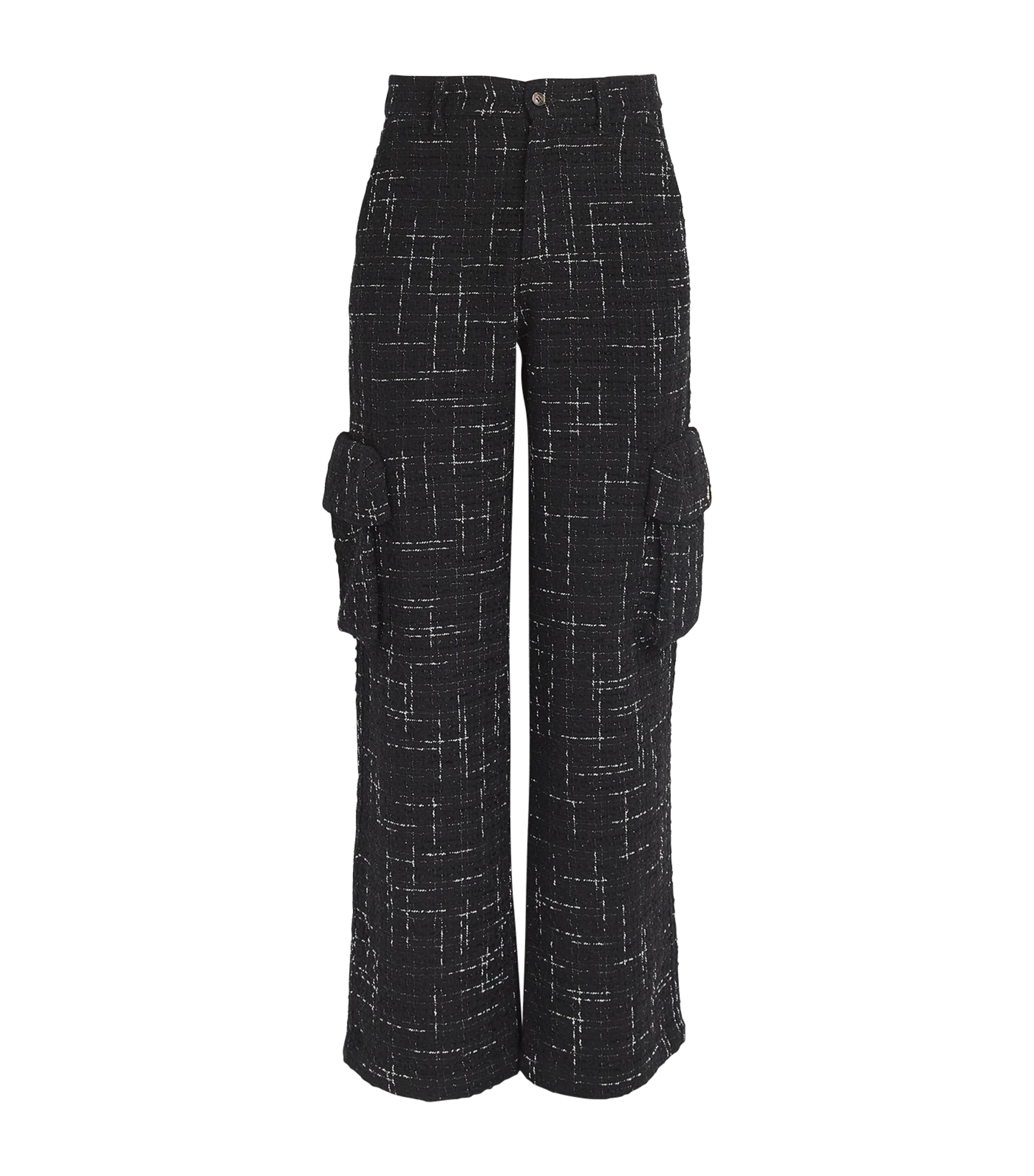 Amiri Tweed Cargo Trousers In Black