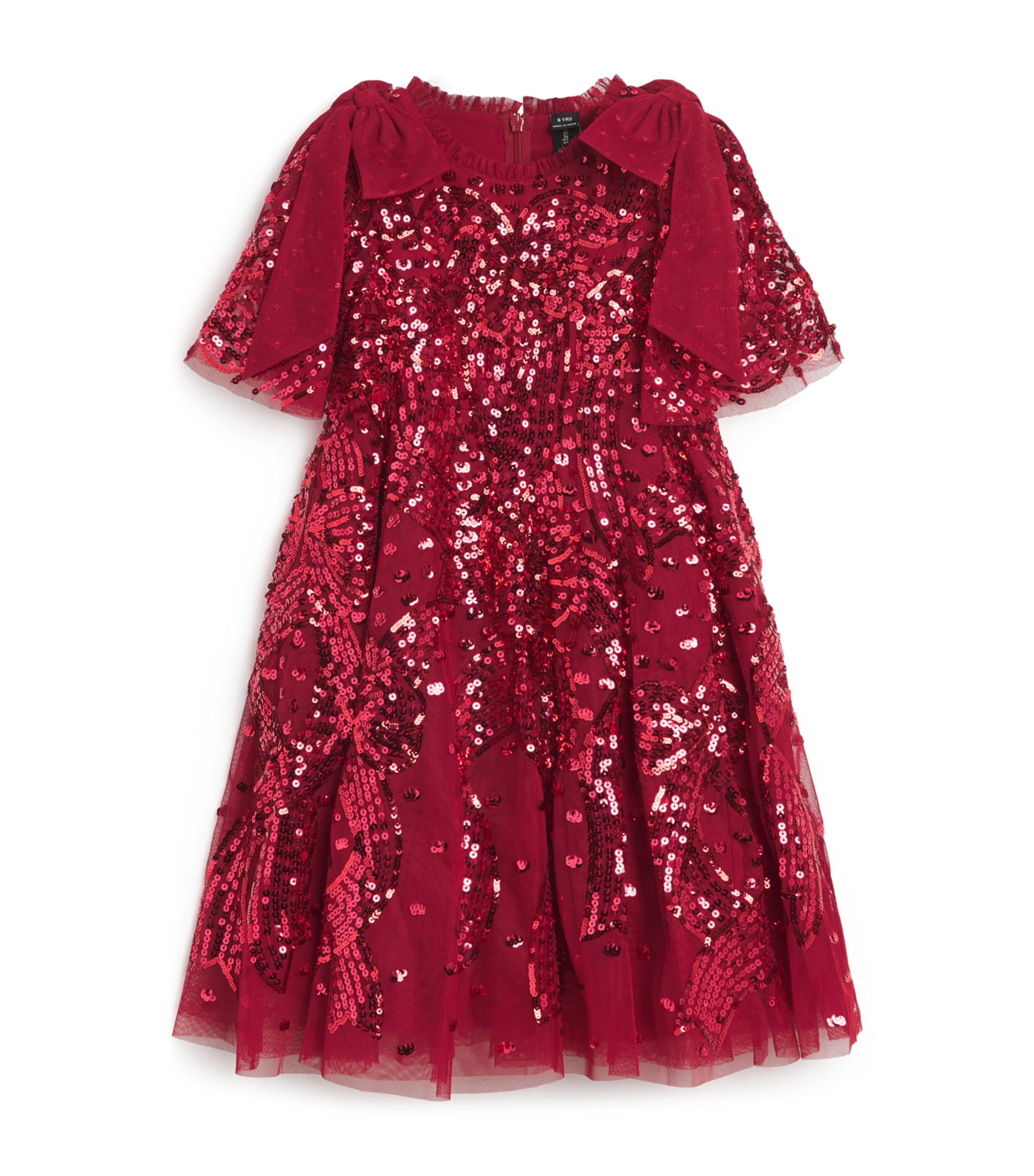 Sequinned Bow-Detail Dress (4-12 Years) RED Image 1
