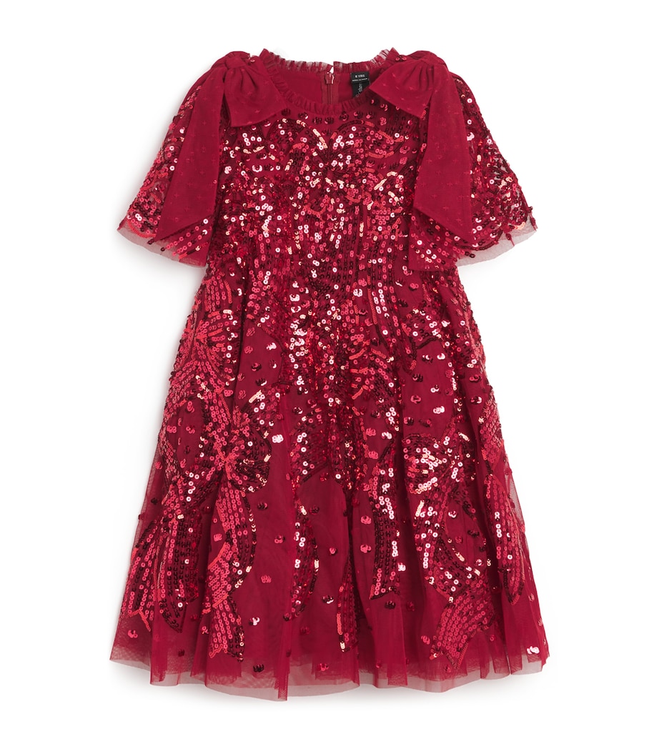 Sequinned Bow-Detail Dress (4-12 Years) RED Image 1