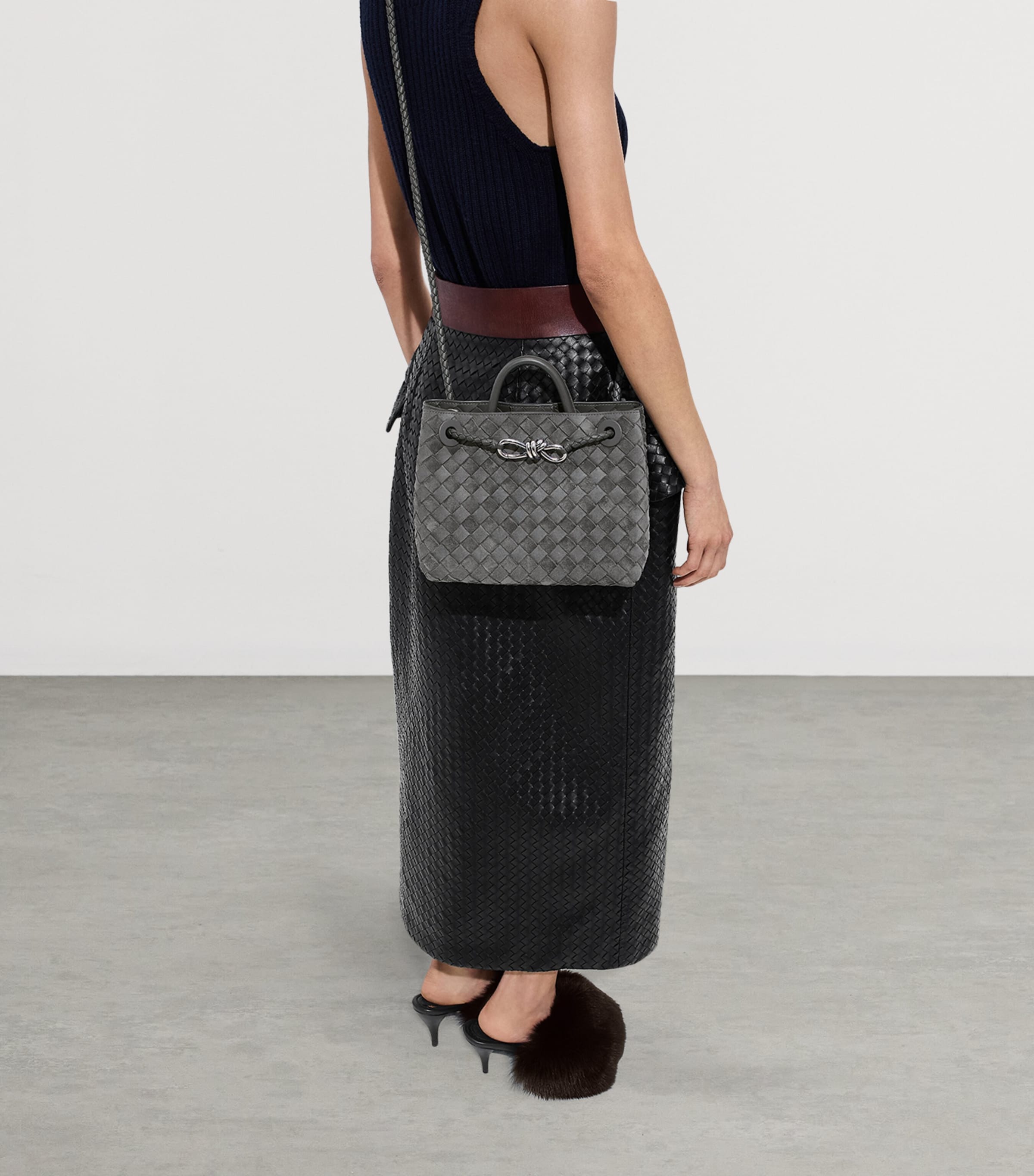 Bottega Veneta Small Suede Andiamo Top-Handle Bag Image 2