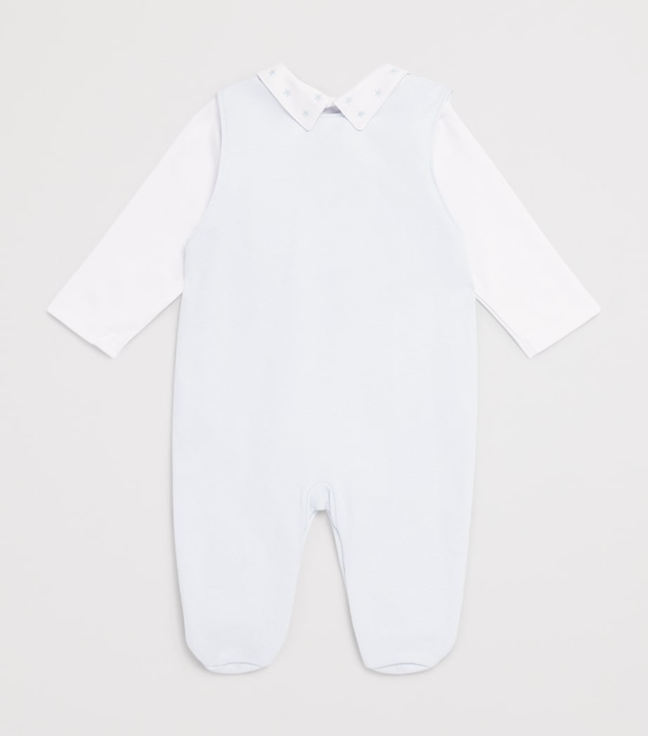 Kissy Kissy Pima Cotton Bodysuit and Dungarees Set (0-9 Months) Light Blue/wh Image 2