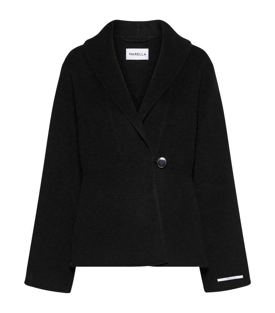 Marella Womens Virgin Wool-Blend Coat Black Image 1