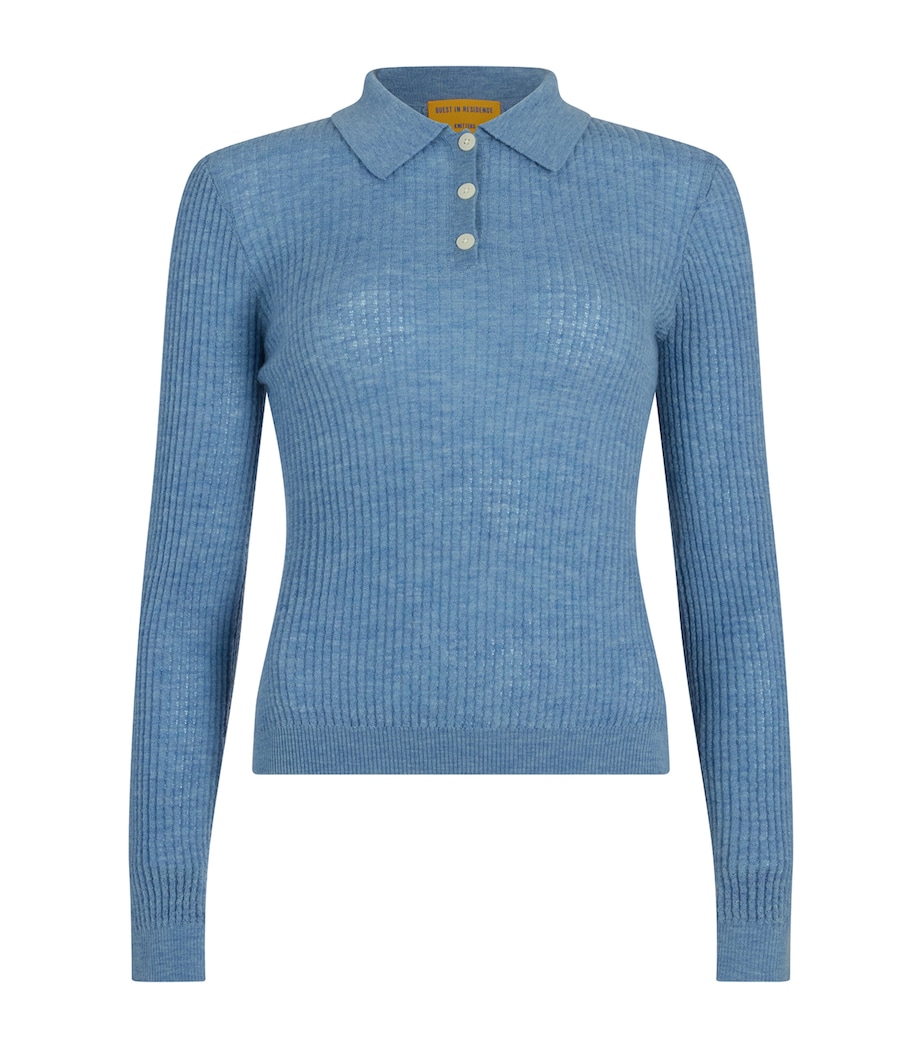 Cashmere Shrunken Polo Shirt HBL HEATHER BLUE Image 1