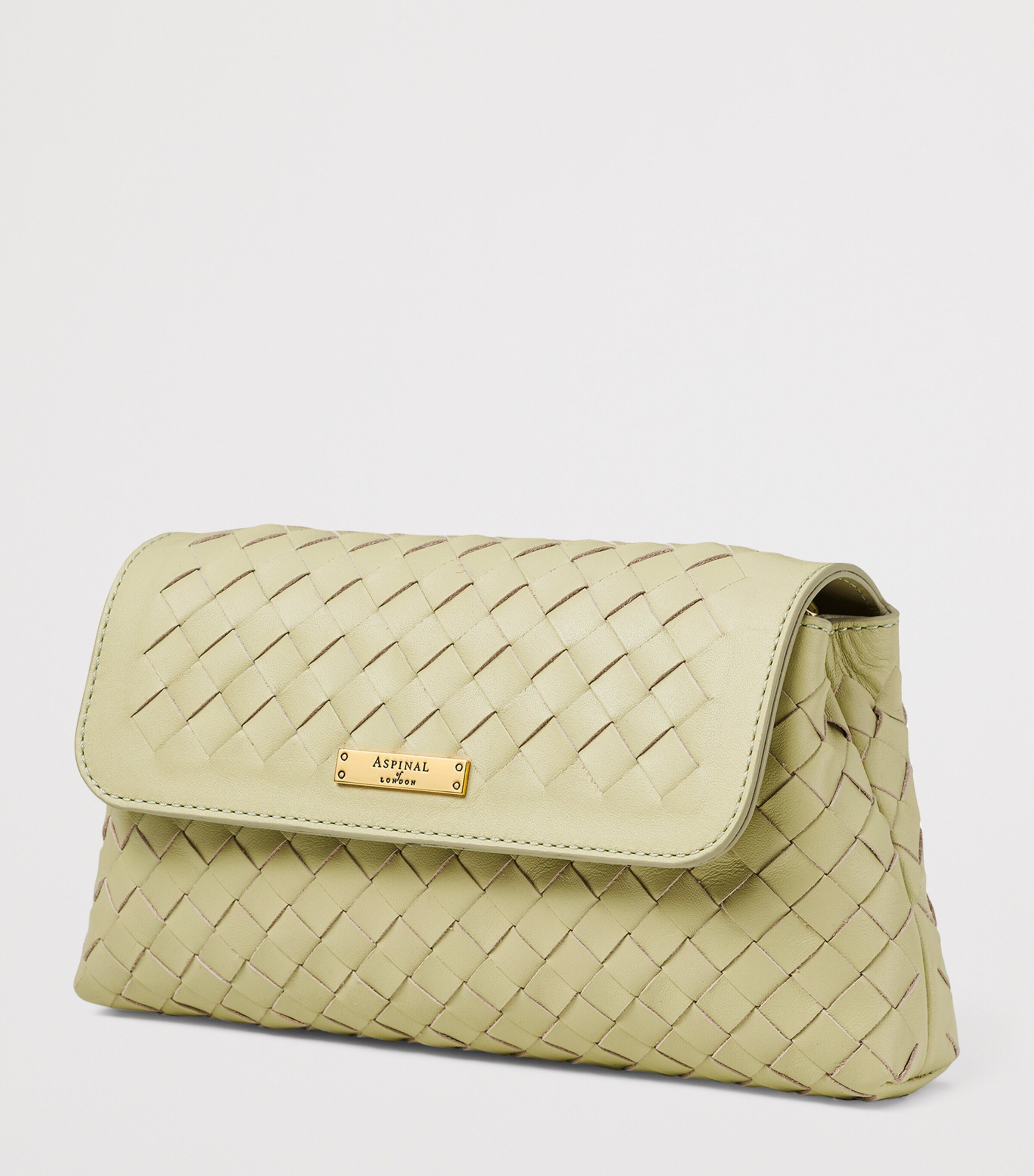 Aspinal Of London Leather Clutch Bag Pistachio Image 4