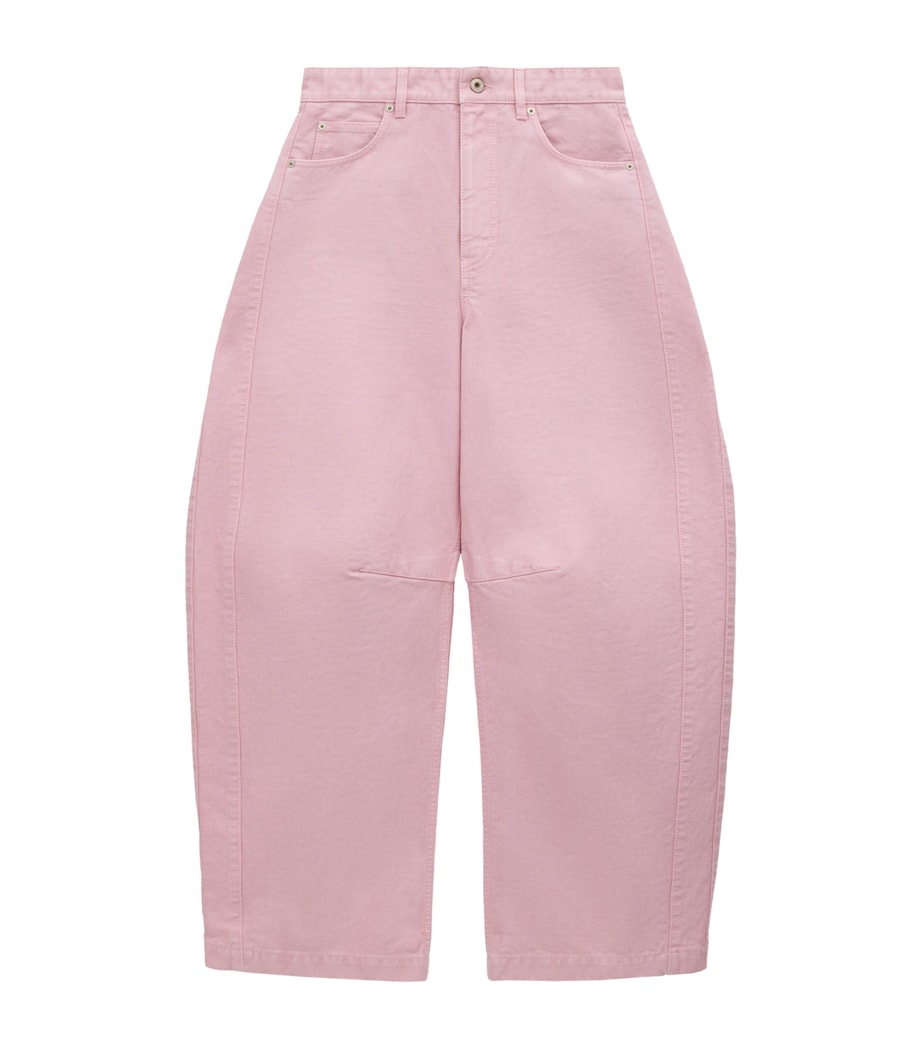 Patch-Detail Barrel Jeans PINK Image 1