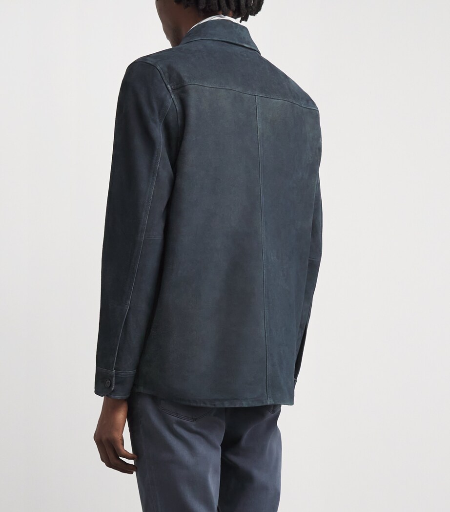 PAIGE Mens Suede Peyman Overshirt Dark Navy Image 5