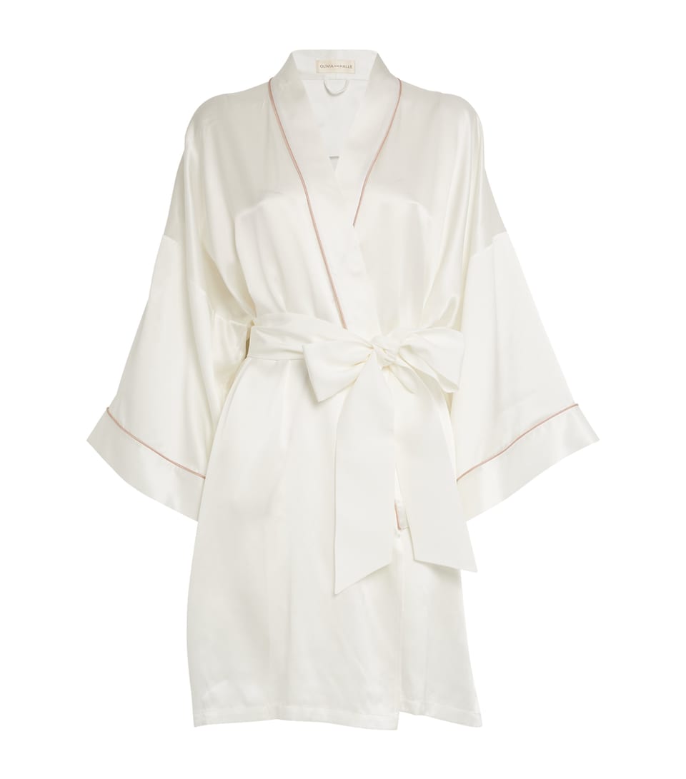 Olivia von Halle Silk Mimi Robe Ivory