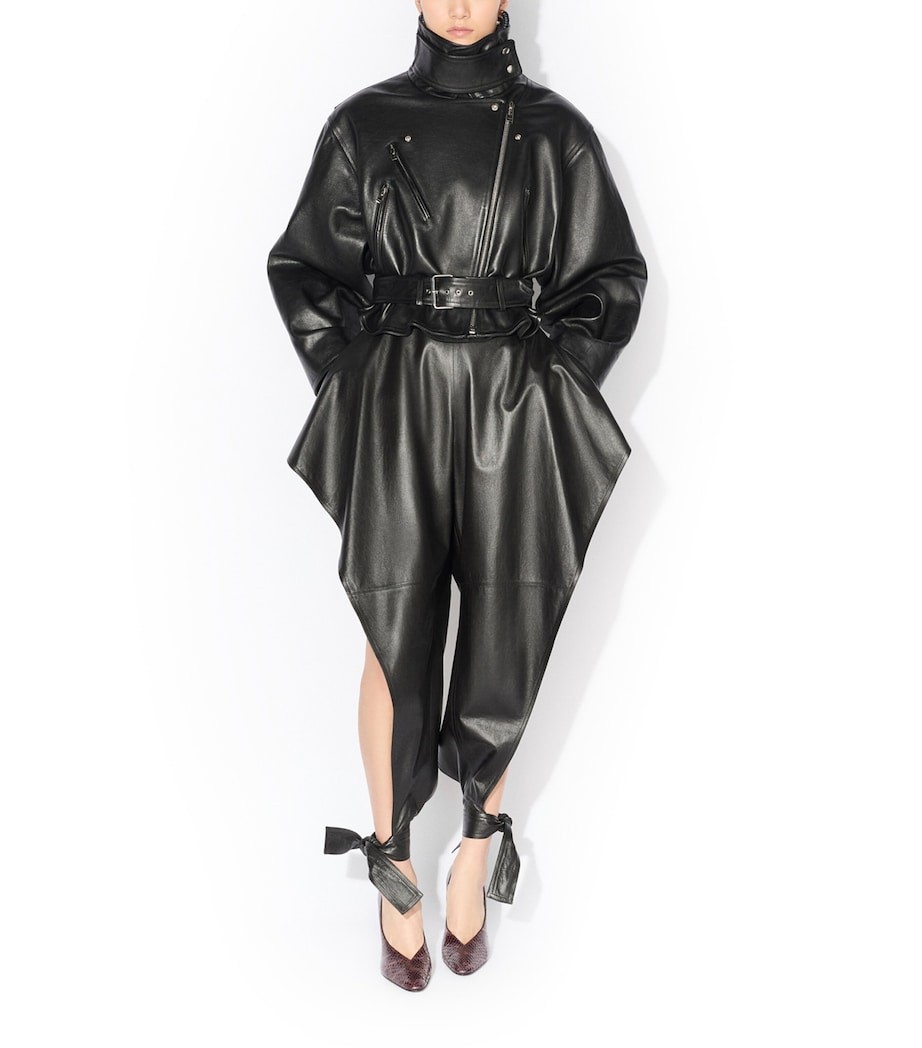 Alaïa Womens Leather Cropped Biker Jacket Noir Alaia Image 2