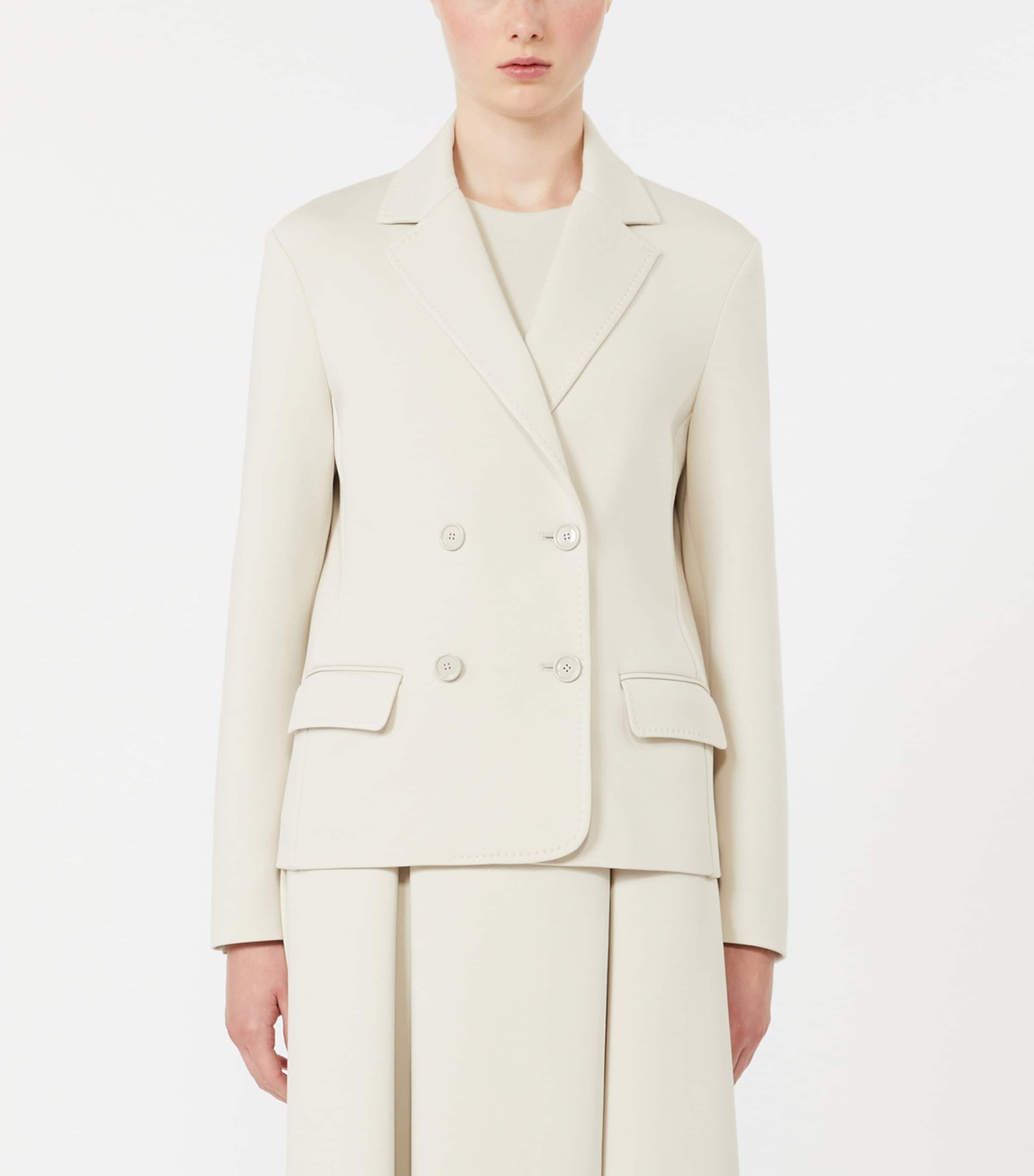 Max Mara Womens Cotton-Blend Jersey Blazer Beige Image 3