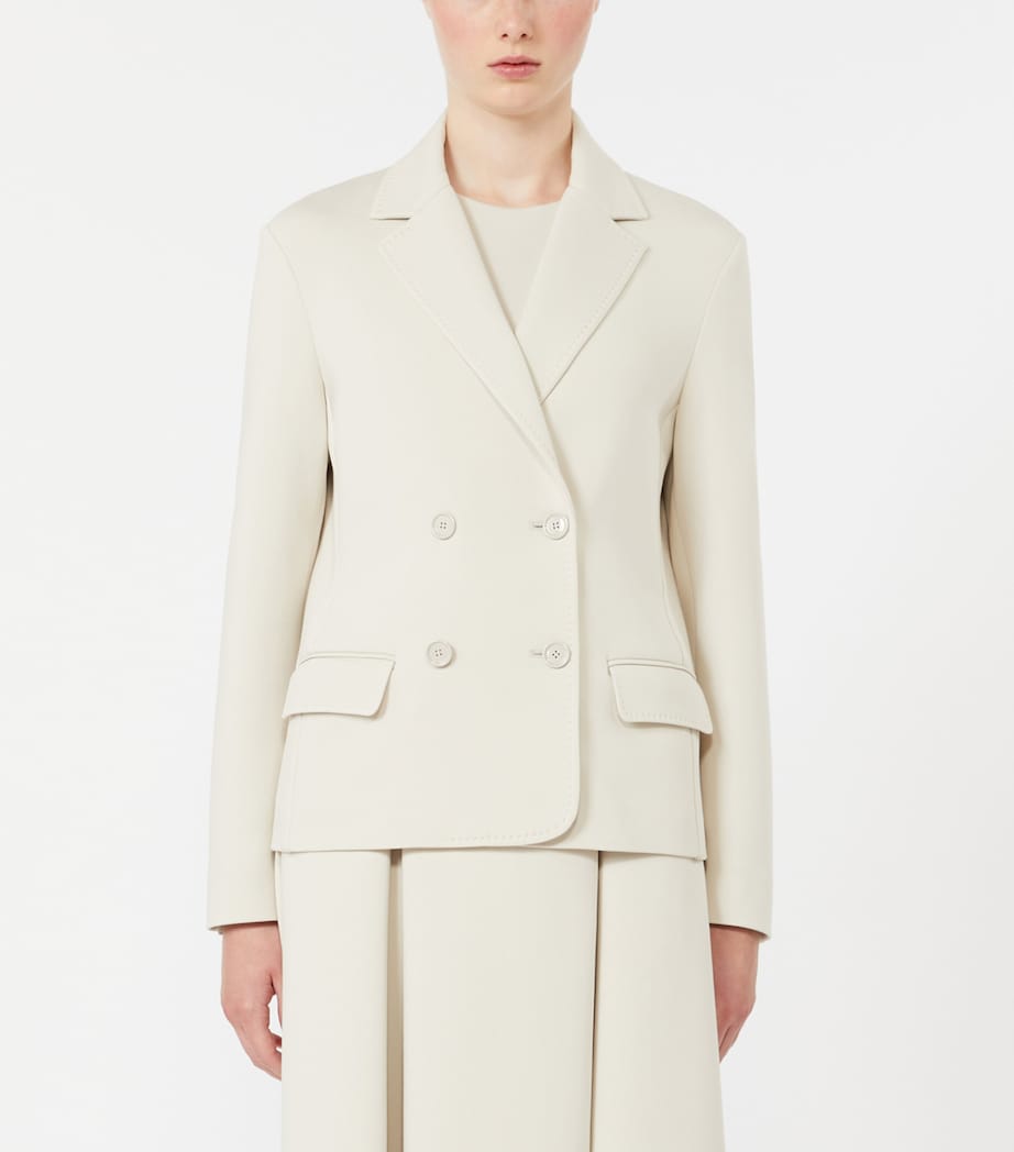 Max Mara Womens Cotton-Blend Jersey Blazer Beige Image 3