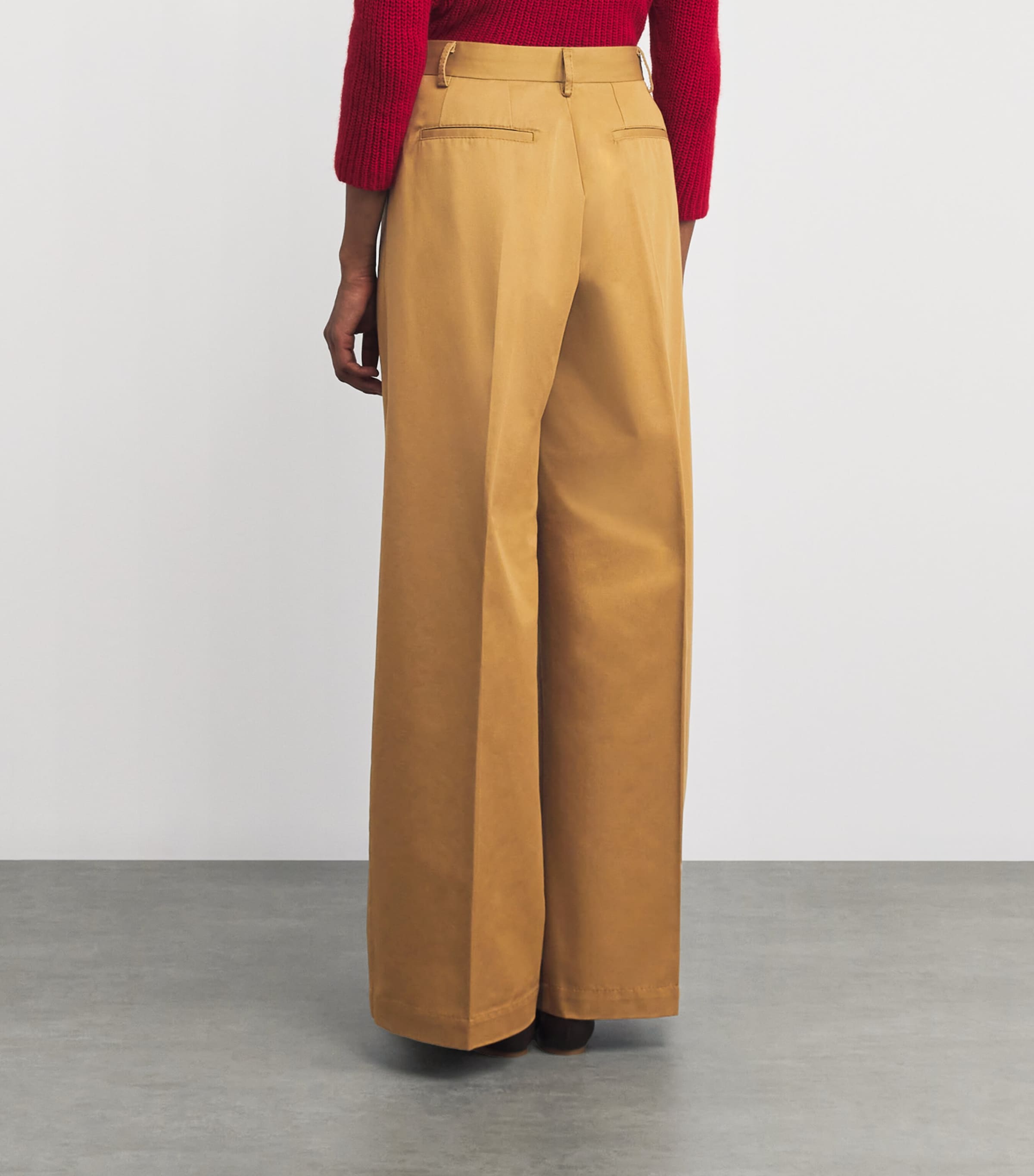 Cotton Pleated Wide-Leg Trousers OCHRE Image 4