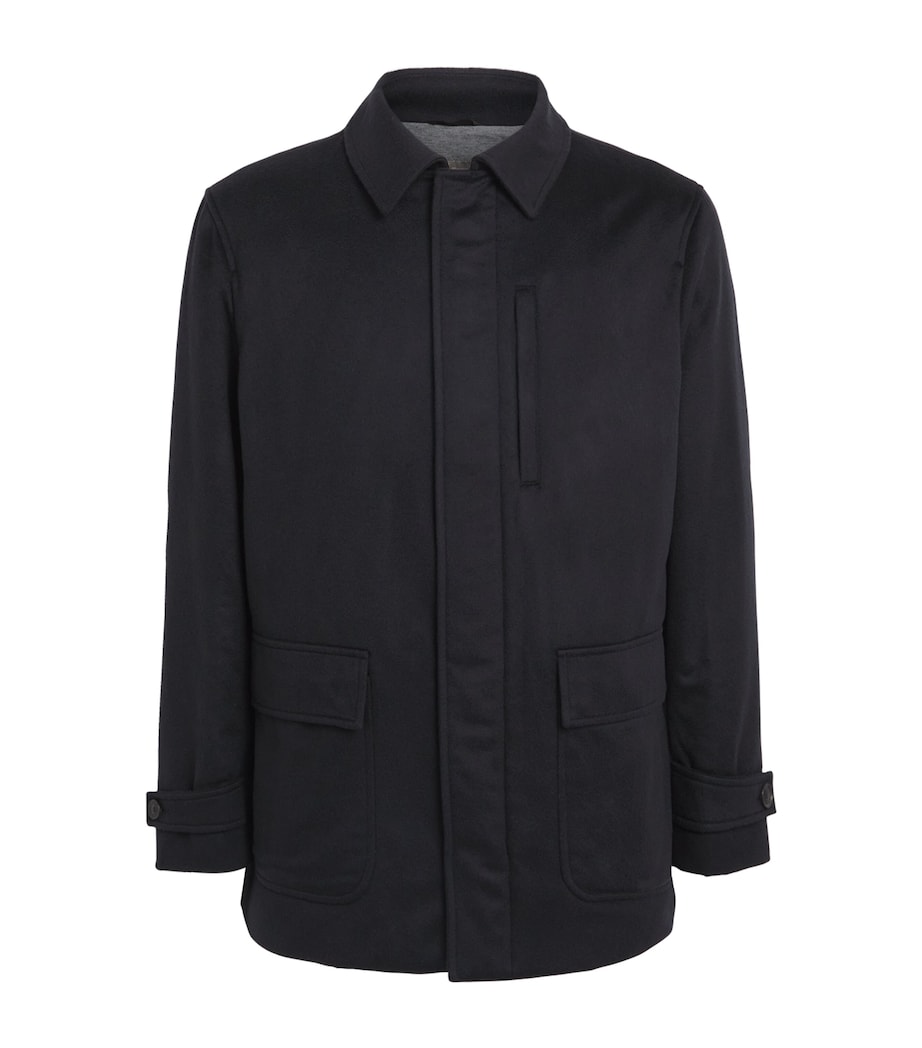 N.Peal Mens Cashmere Weekend Coat Navy Chocolate Fur Image 1