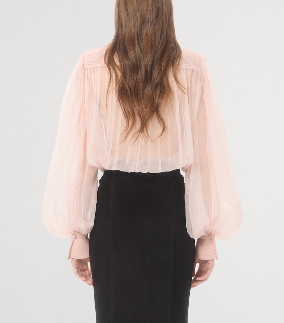 Valentino Womens Silk Floral-Embroidered Blouse Image 4