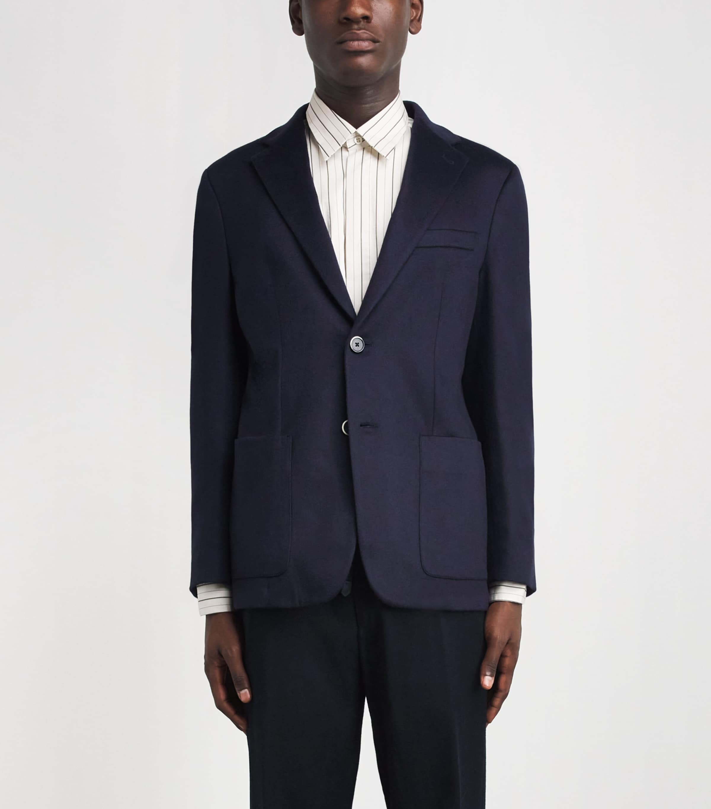 Barena Mens Brushed Cashmere Blazer Navy Image 4