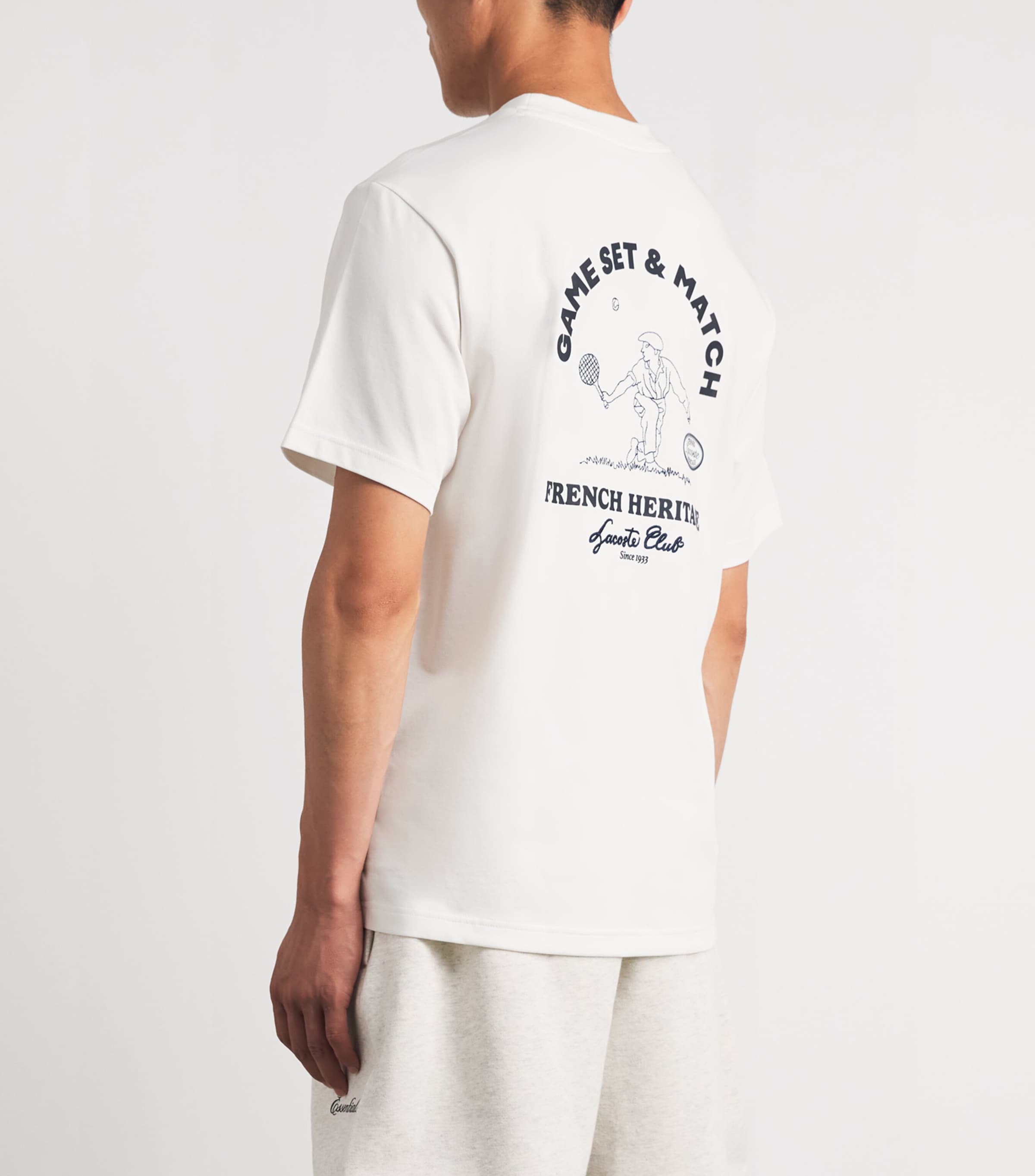 Lacoste Mens Ultra Dry Tennis Heritage Graphic T-Shirt Flour Image 5