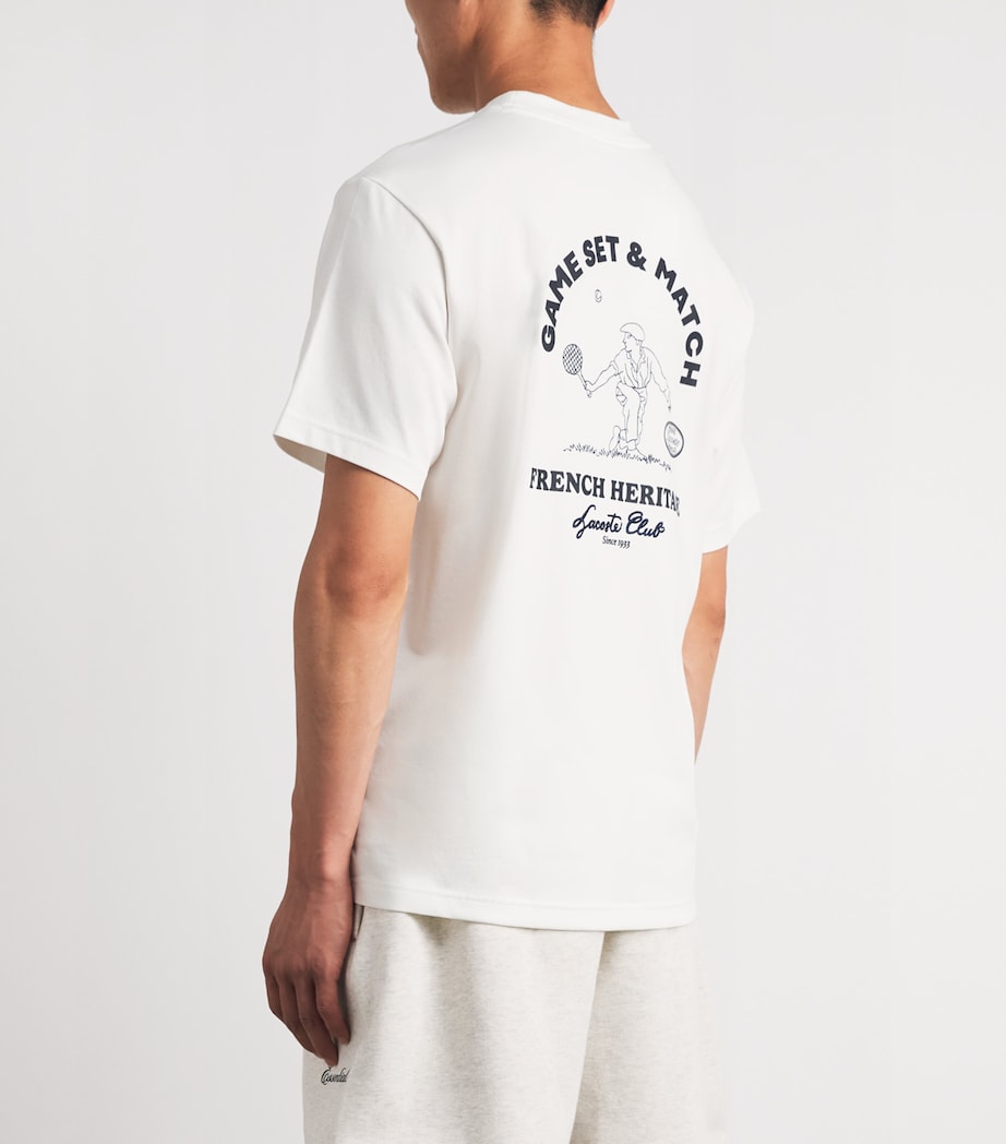 Lacoste Mens Ultra Dry Tennis Heritage Graphic T-Shirt Flour Image 5