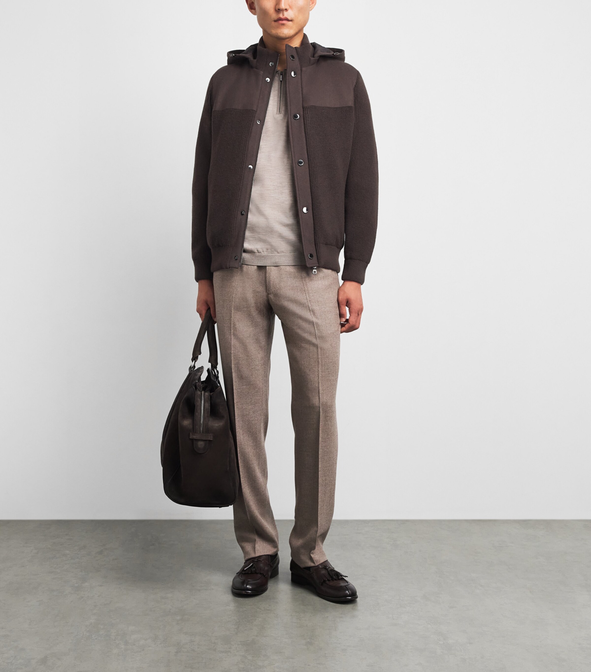Fioroni Cashmere Mens Virgin Wool Down Jacket Marrone Image 2