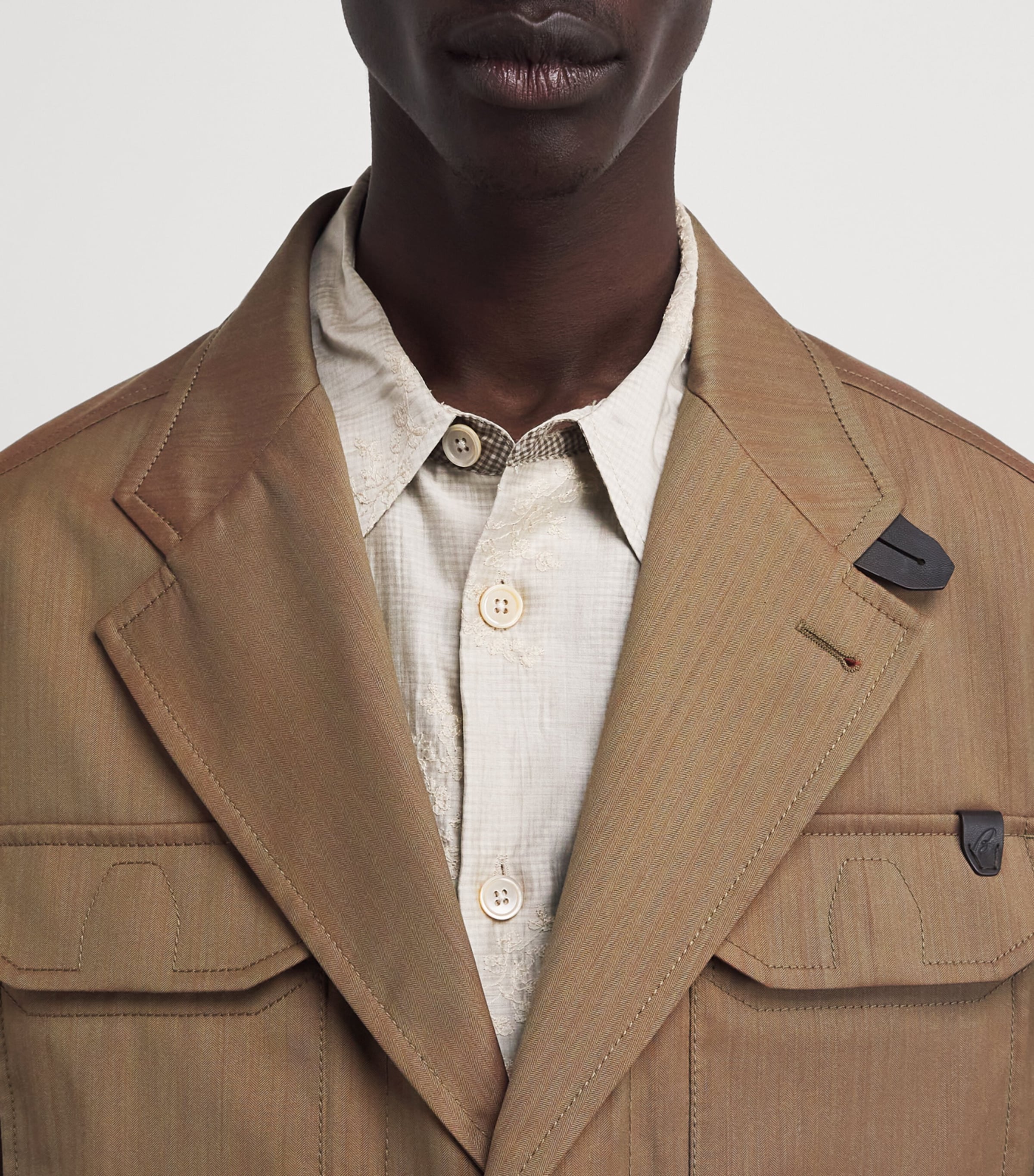 Brioni Mens Leather-Trim Blazer Image 3