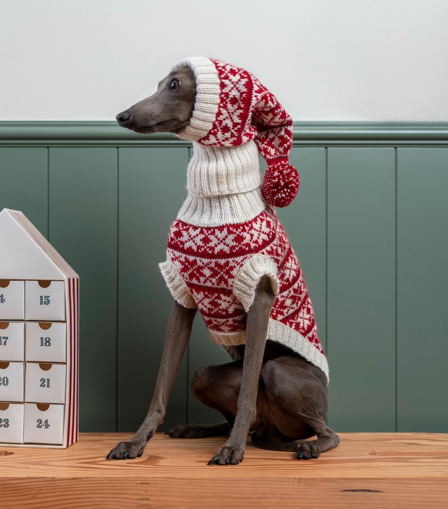 Alpaca-Blend Christmas Dog Sweater WHITE / RED Image 2