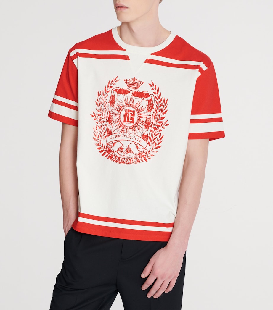 Varsity Print T-Shirt GUQ CREME/ROUGE Image 3