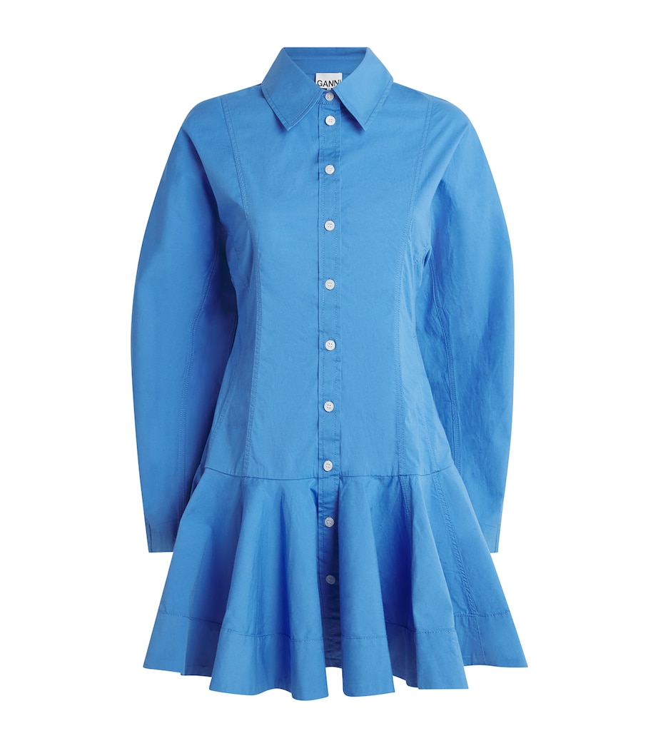 GANNI Womens Stretch-Cotton Mini Shirt Dress Marina Image 1