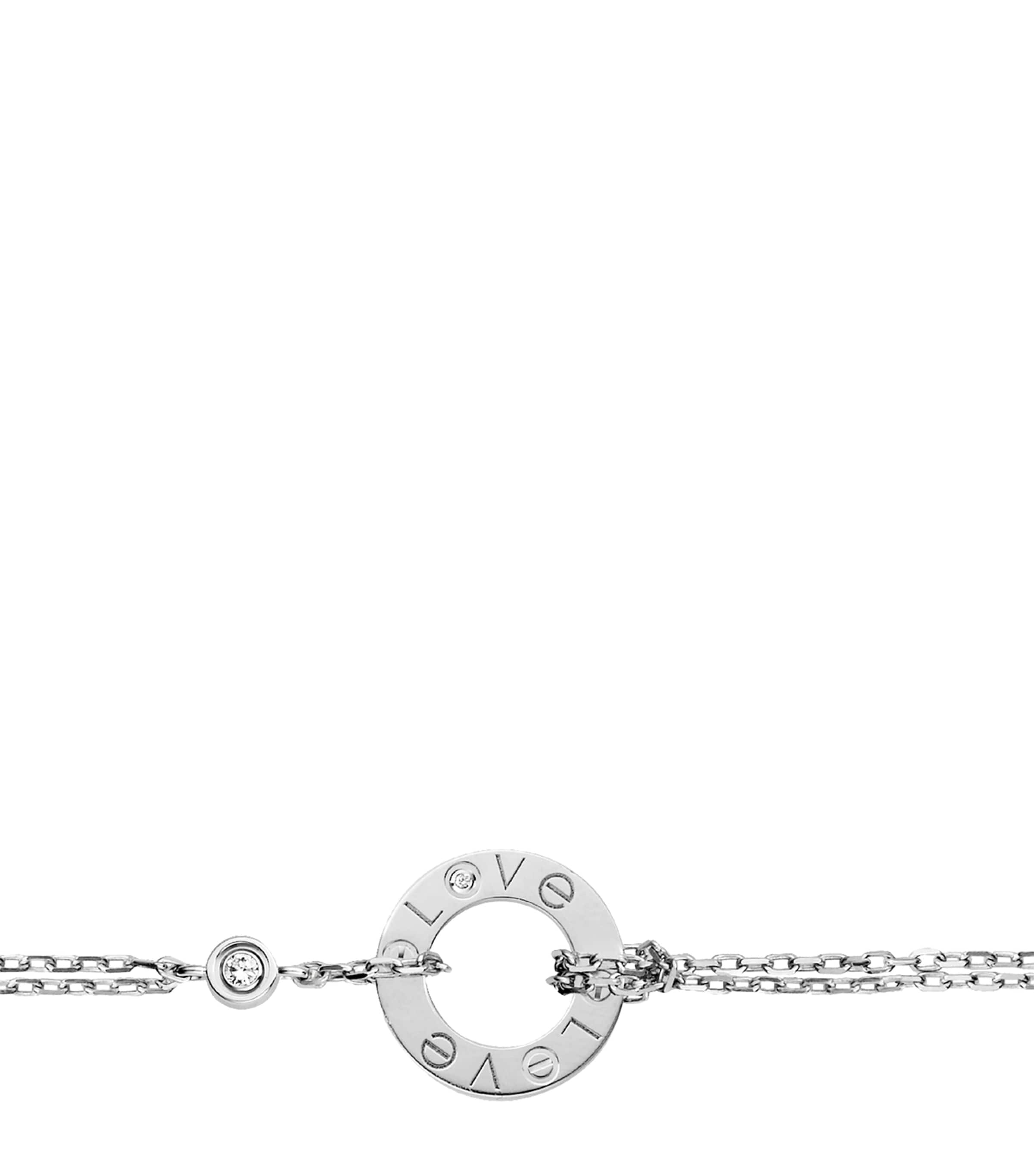 White Gold and Diamond LOVE Chain Bracelet WHITE GOLD Image 6