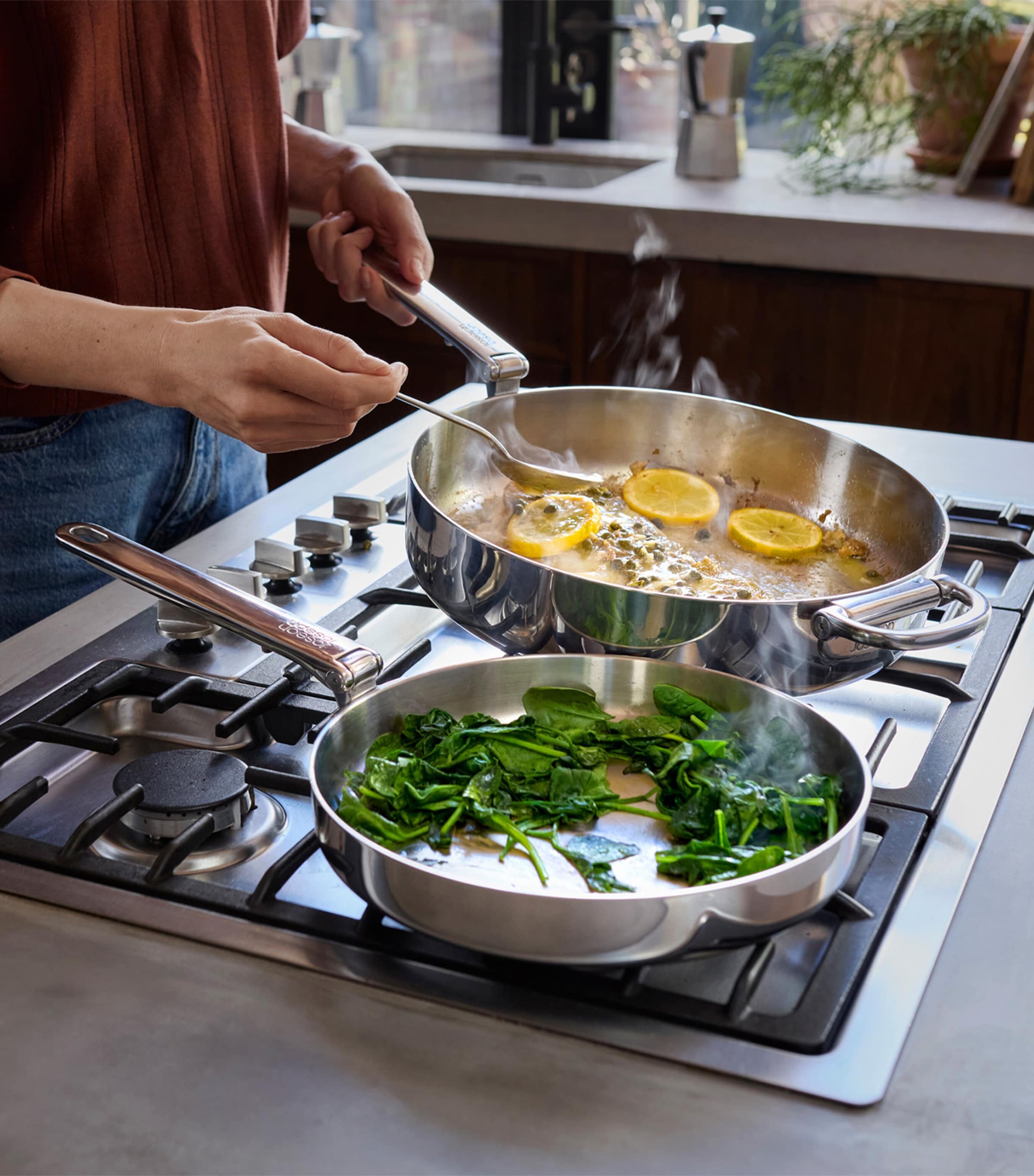 Space Non-Stick Folding-Handle Frying Pan (24cm) STAINLESS STEEL Image 2