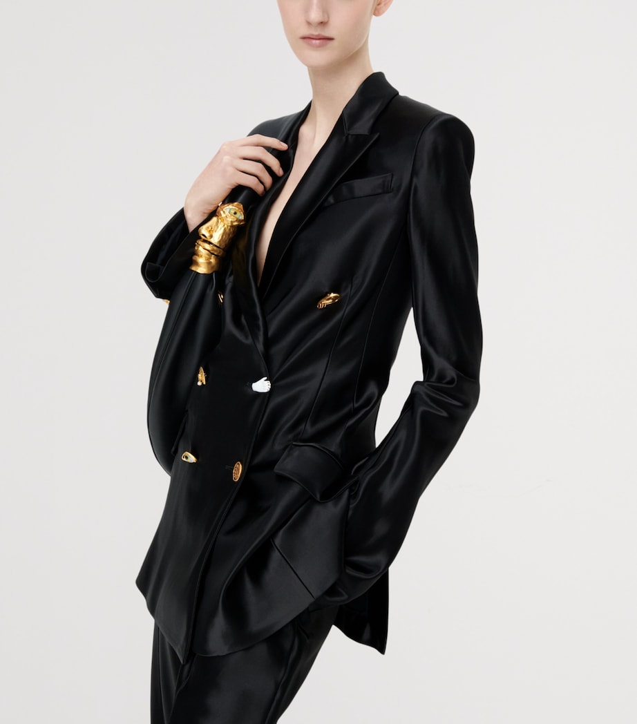 Schiaparelli Womens Satin Bias-Cut Tailored Jacket Black Image 2