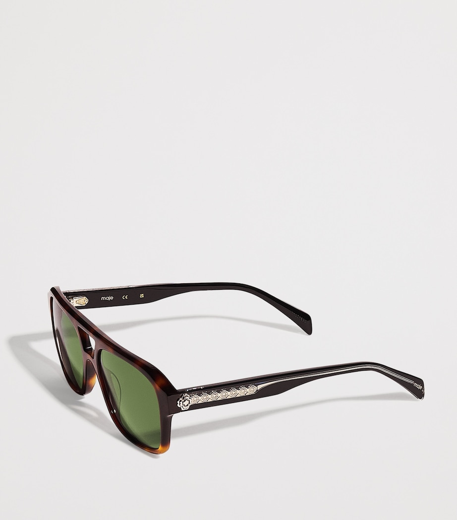 Acetate Square Aviator Sunglasses BLACK Image 2