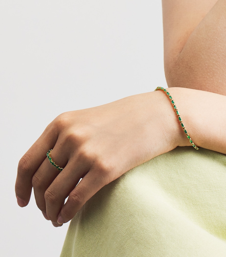 Suzanne Kalan Yellow Gold and Emerald Bold Linear Tennis Bracelet Yg/emer Image 2