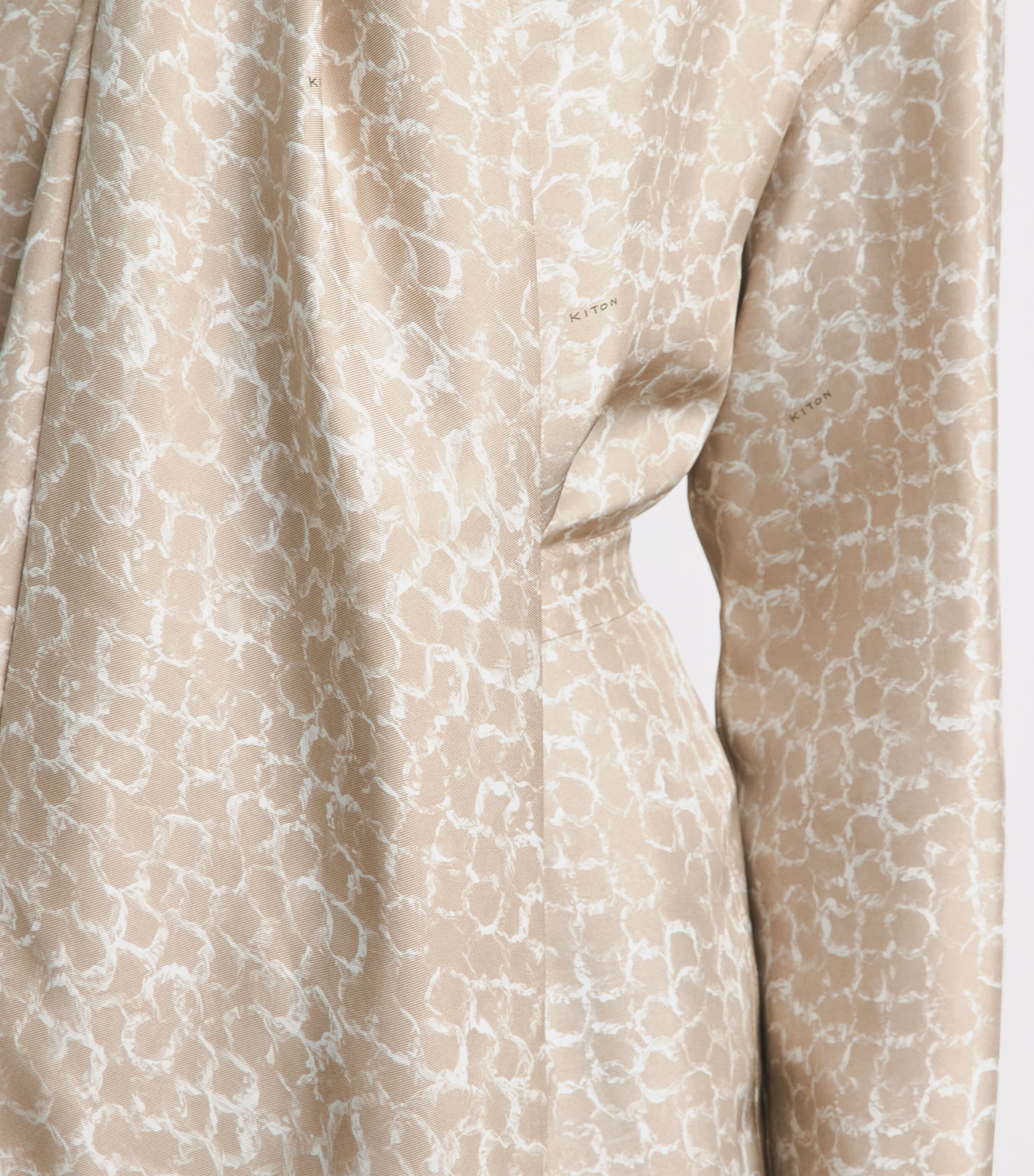 Kiton Womens Silk Printed Scarf-Detail Maxi Dress Light Beige Print Image 5