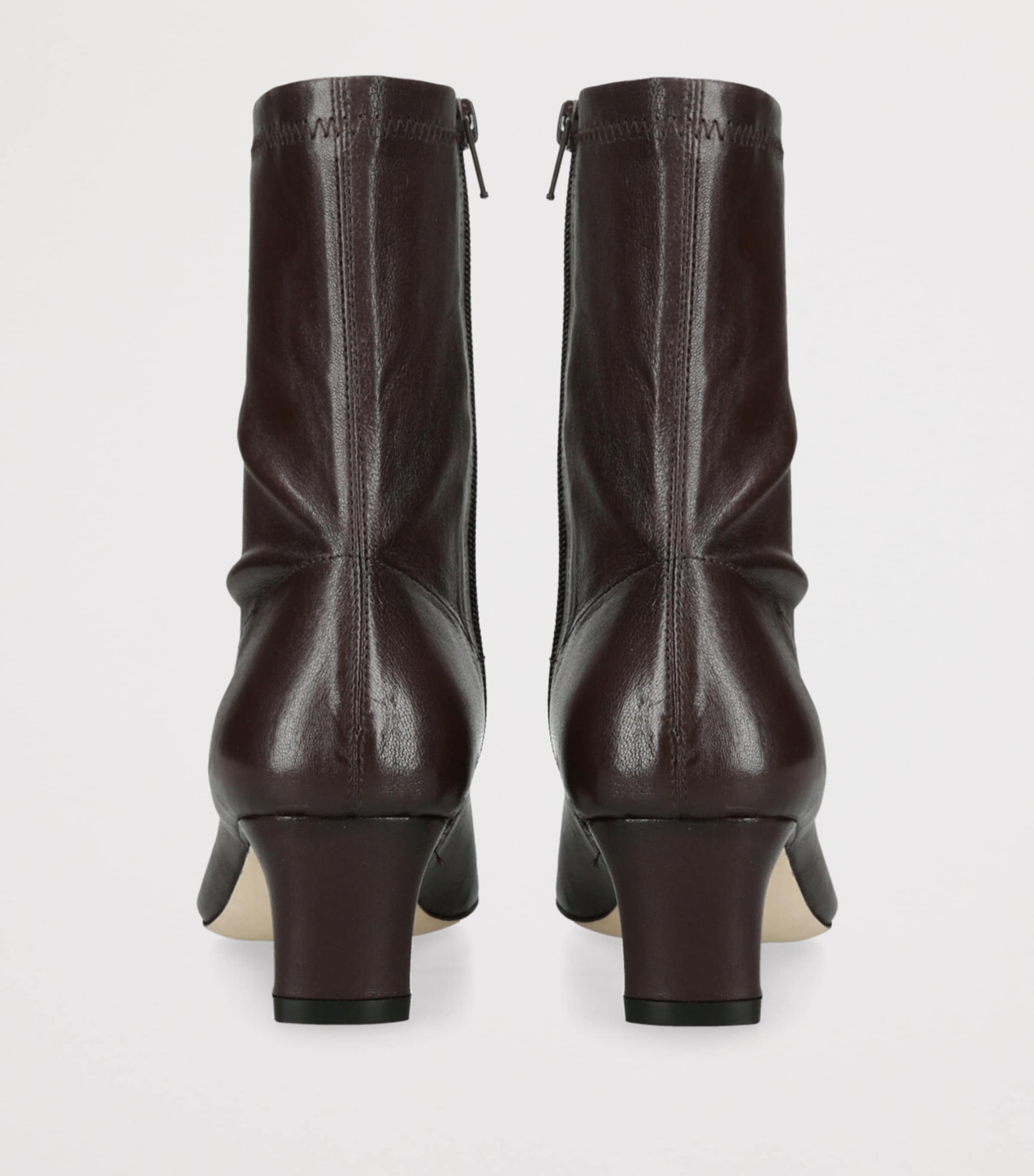 Leather Wally Sock Ankle Boots 55 DARK BROWN Image 2