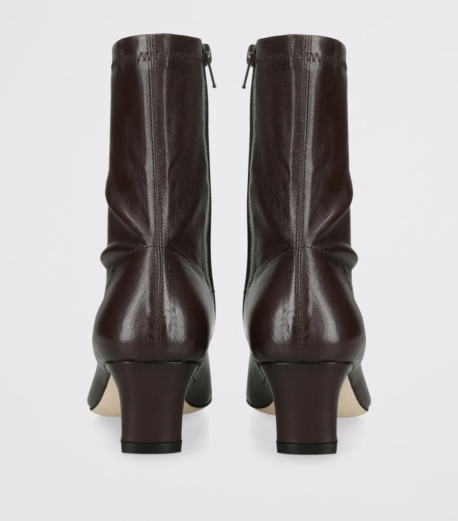 Leather Wally Sock Ankle Boots 55 DARK BROWN Image 2