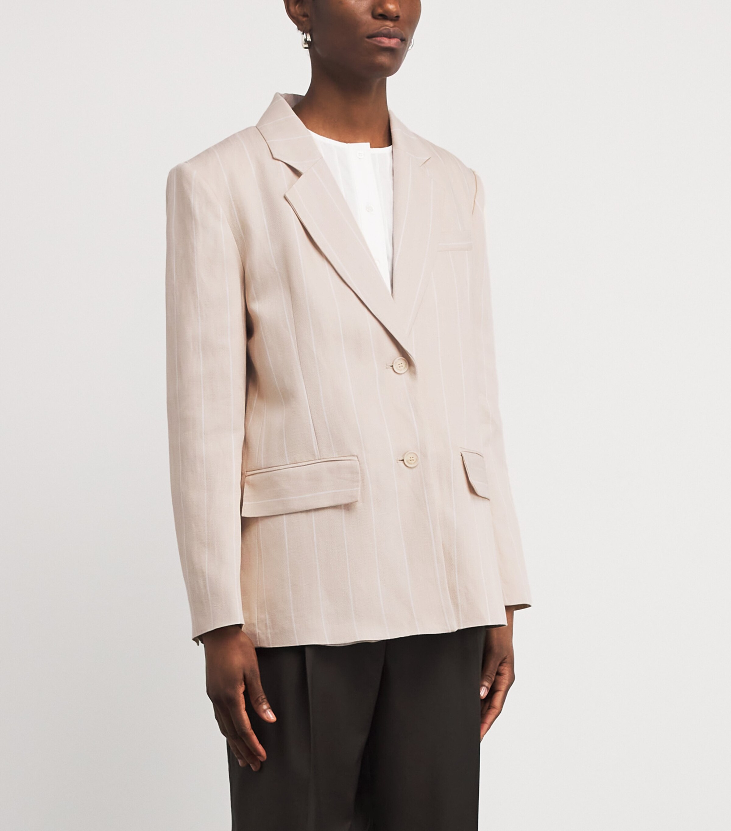 Claudie Pierlot Womens Pinstripe Blazer Sand Image 3