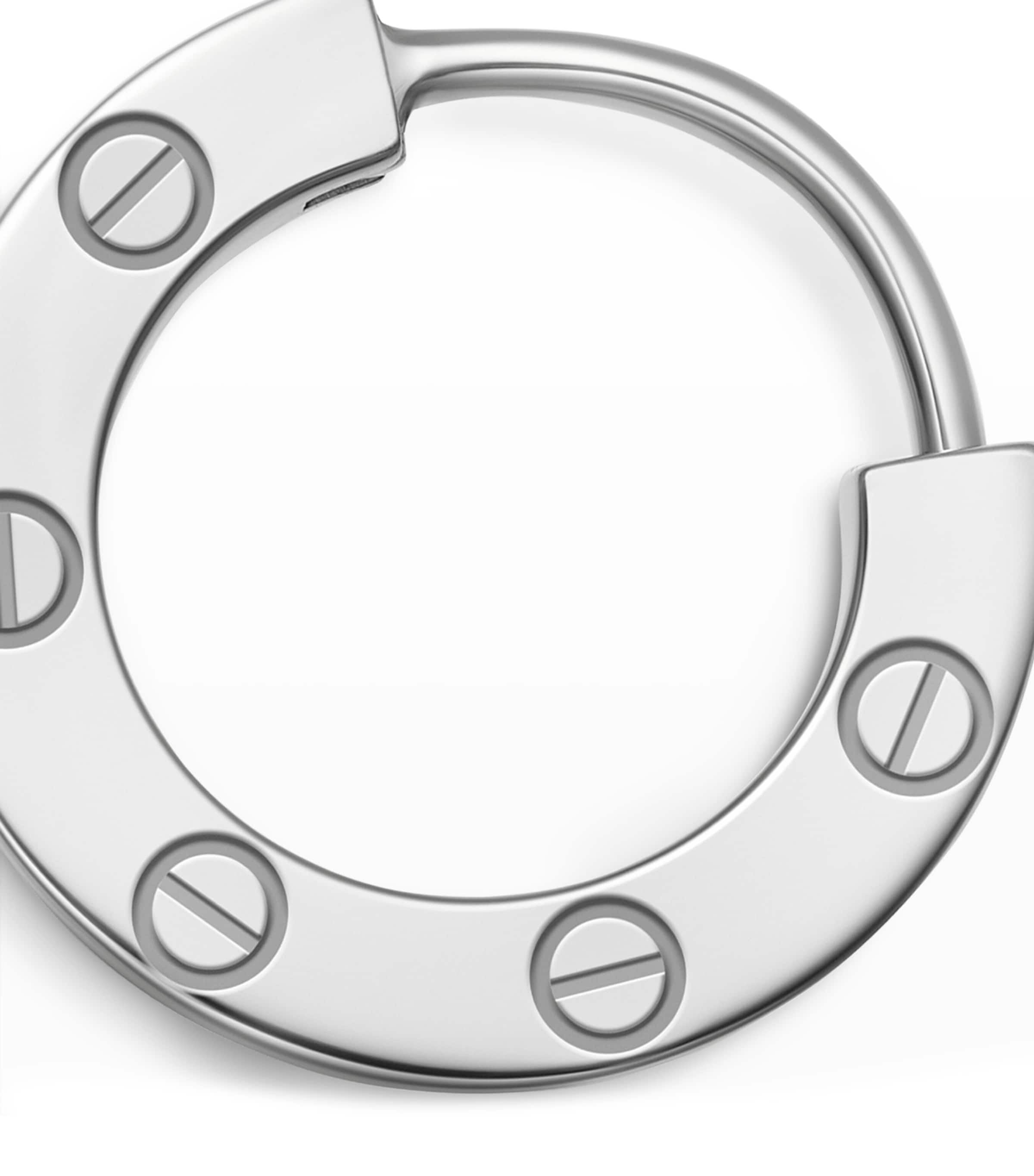 White Gold and Diamond LOVE Single Hoop Earring WHITE GOLD Image 3