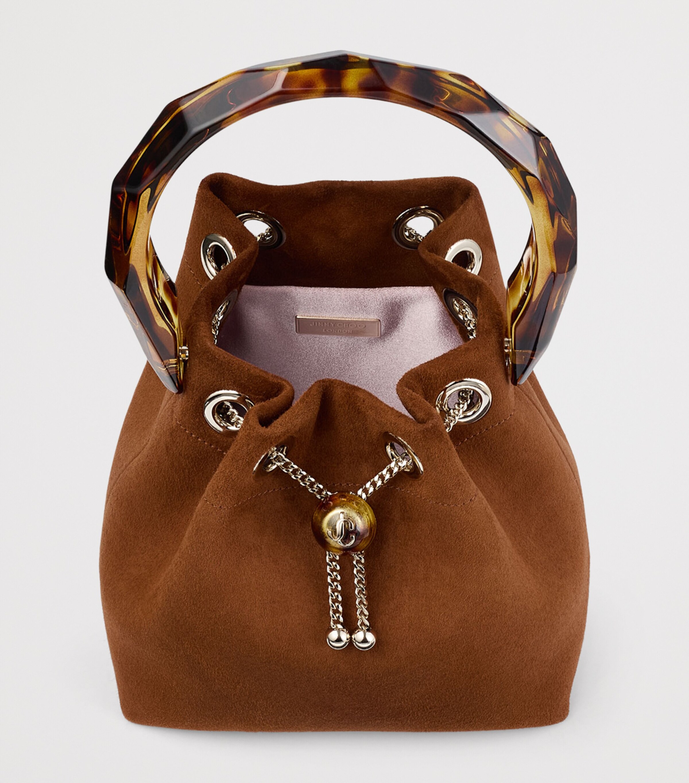 Jimmy Choo Bon Bon Goat Suede Top-Handle Bag Tan/multi/tortoisesh Image 4
