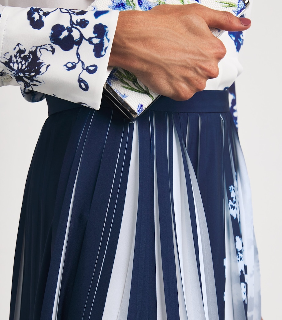 Crepe Pleated Midi Skirt CYANOTYP ETCHNG NAVY Image 6