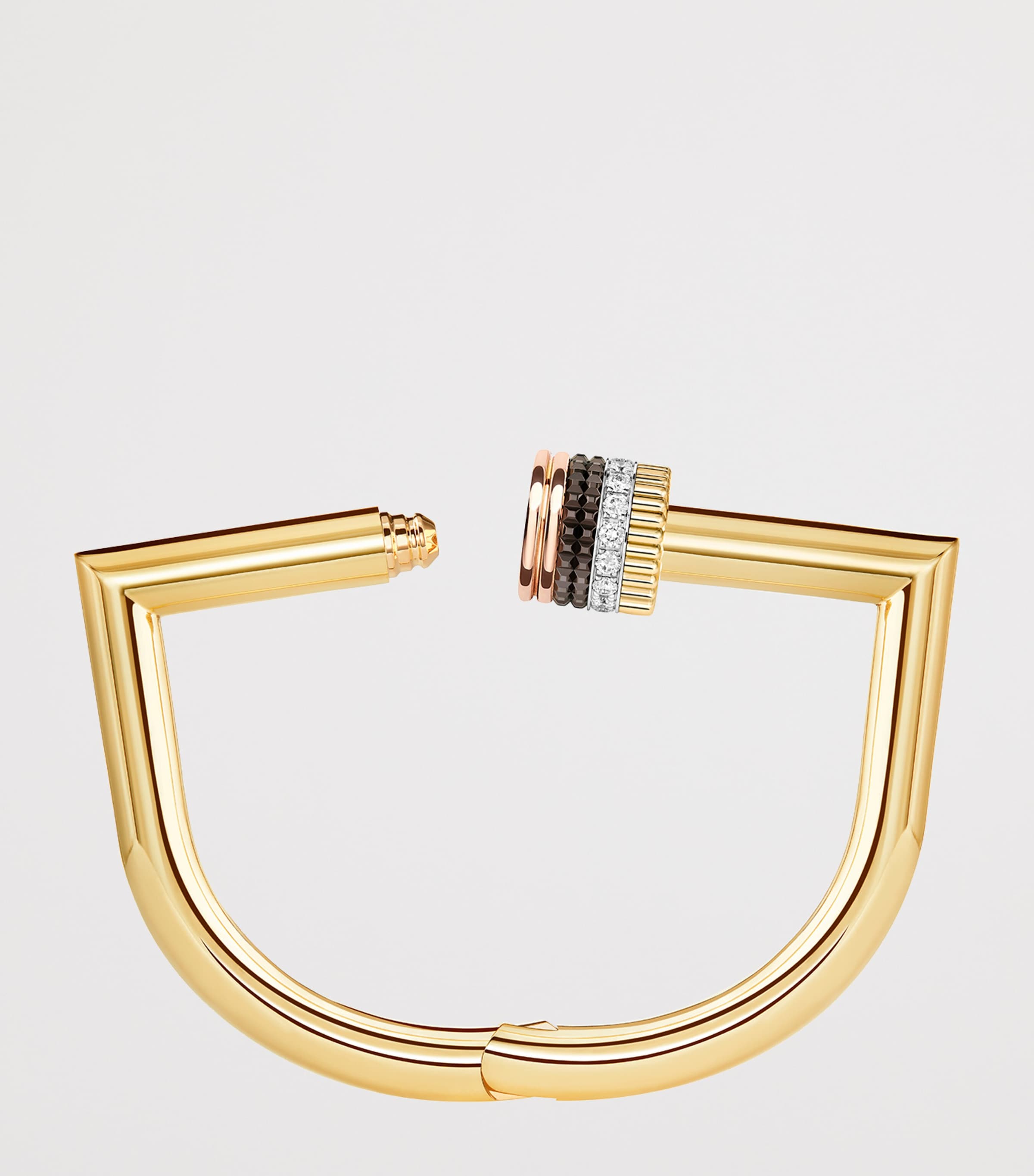 Mixed Gold and Diamond Quatre Classique Tube Bracelet YELLOW GOLD Image 2